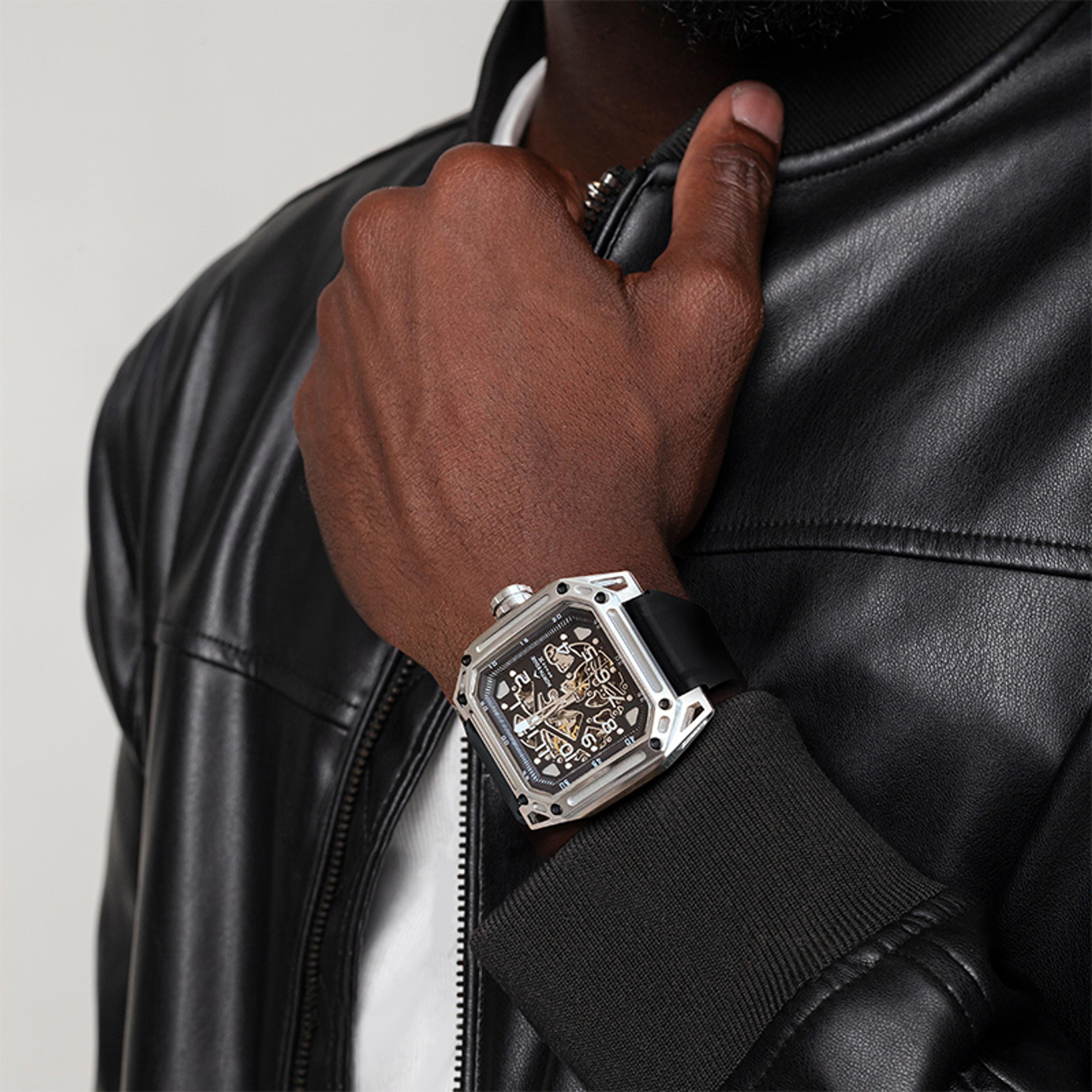 space x skeleton automatic mechanical watch for men stainless steel 100m waterproof