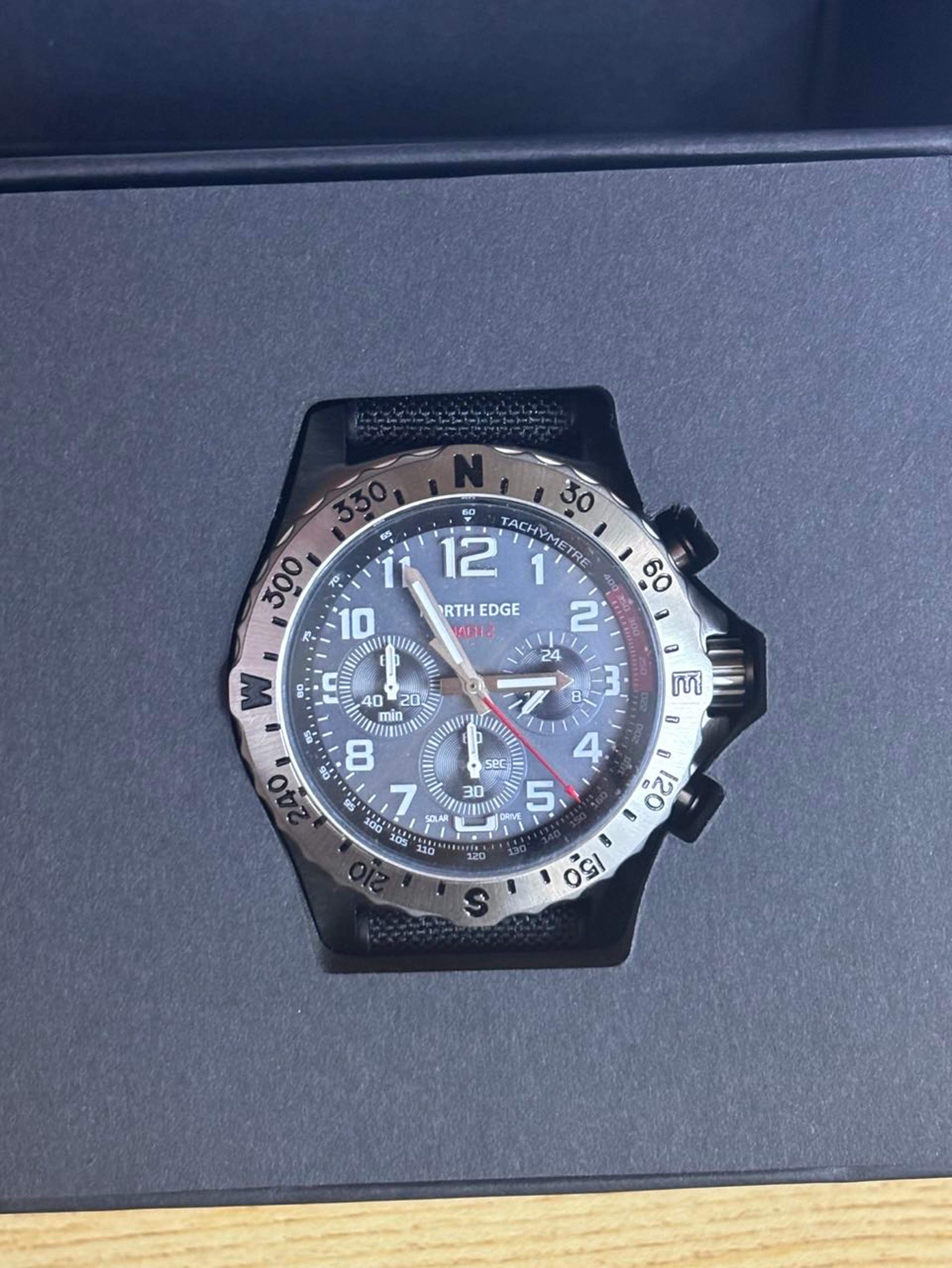 edge mach solar powered watch for men 316 stainless steel 50m waterproof