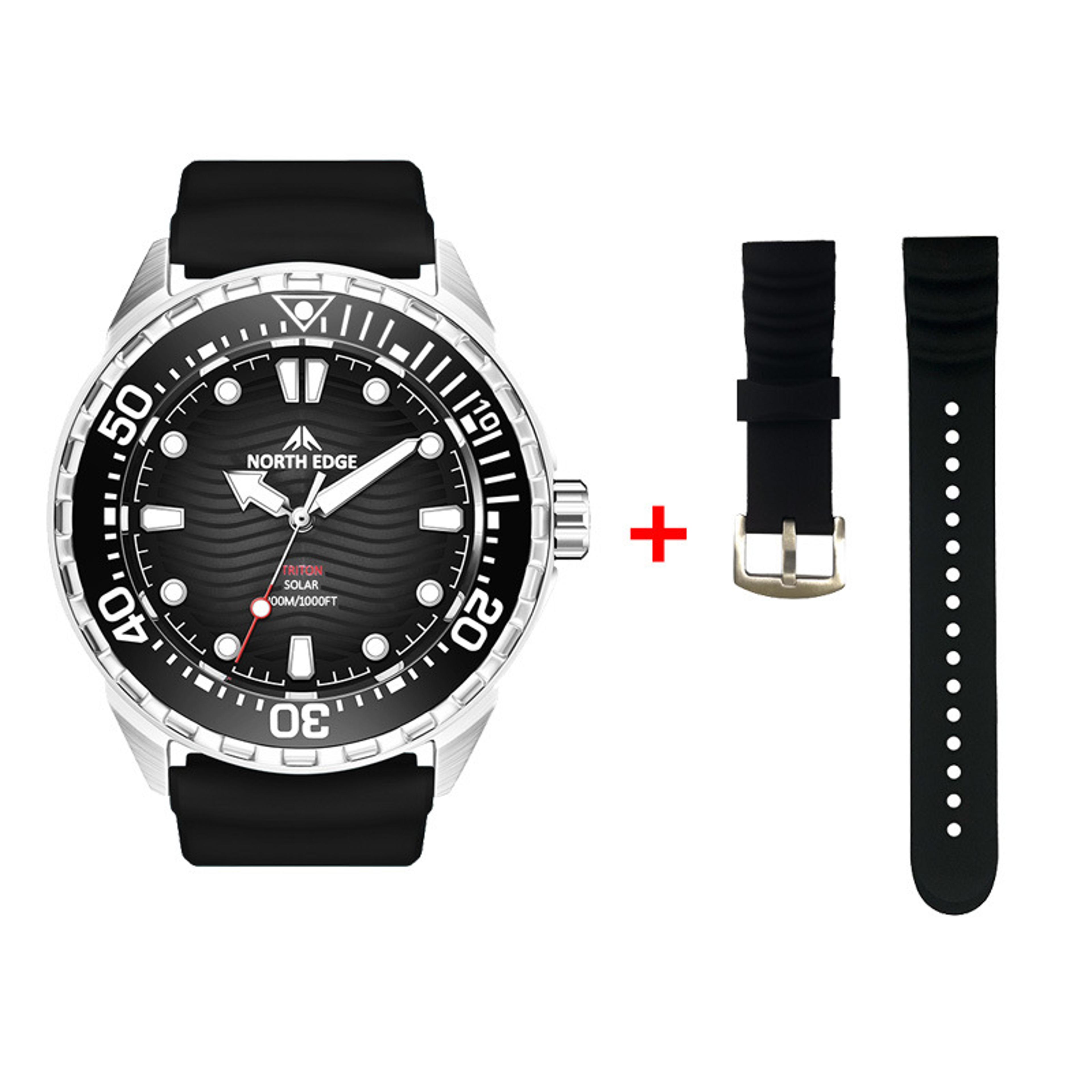 solar powered stainless steel diving watch for outdoor men