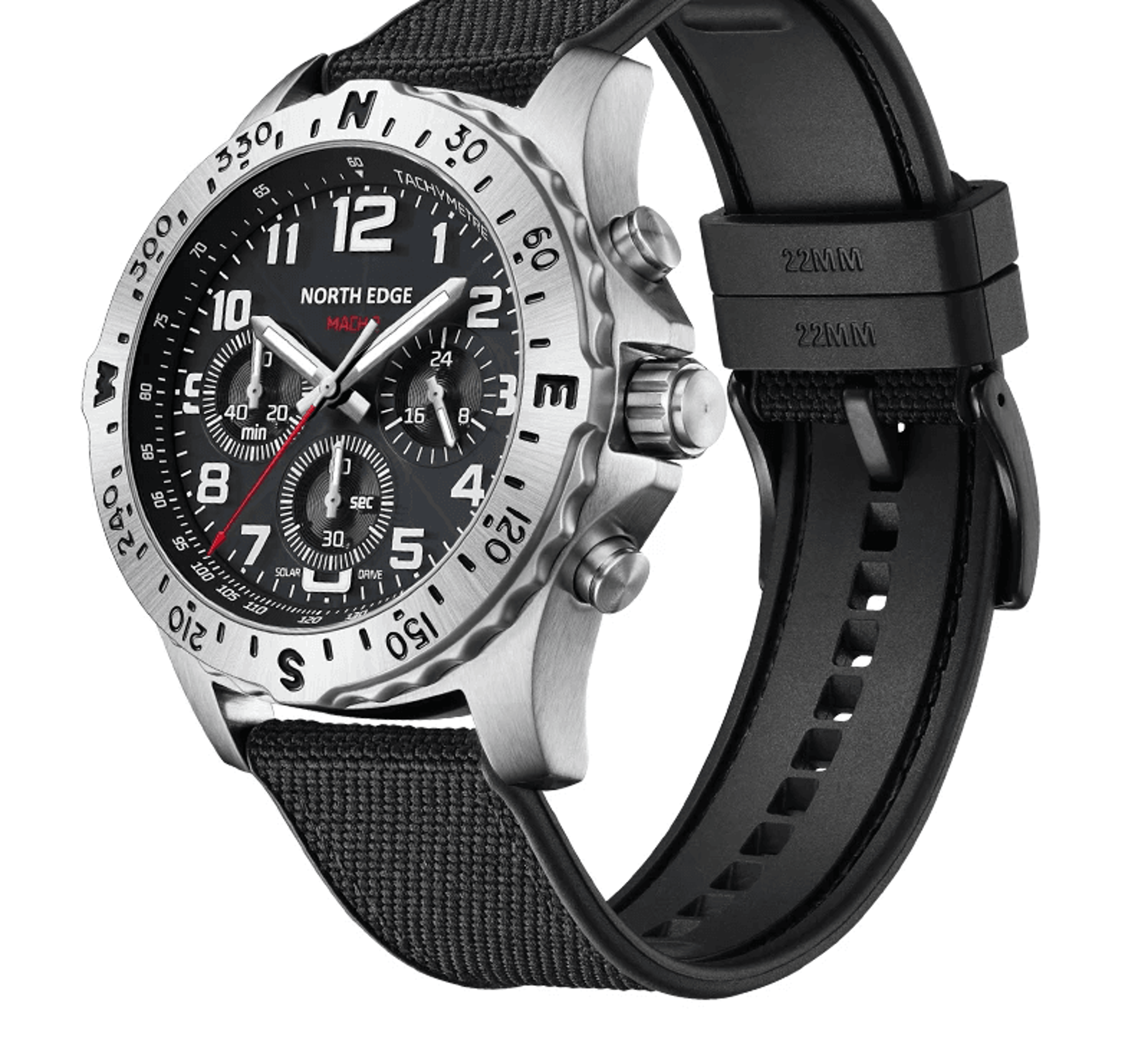 solar watch for men stainless steel pilot quartz stopwatch