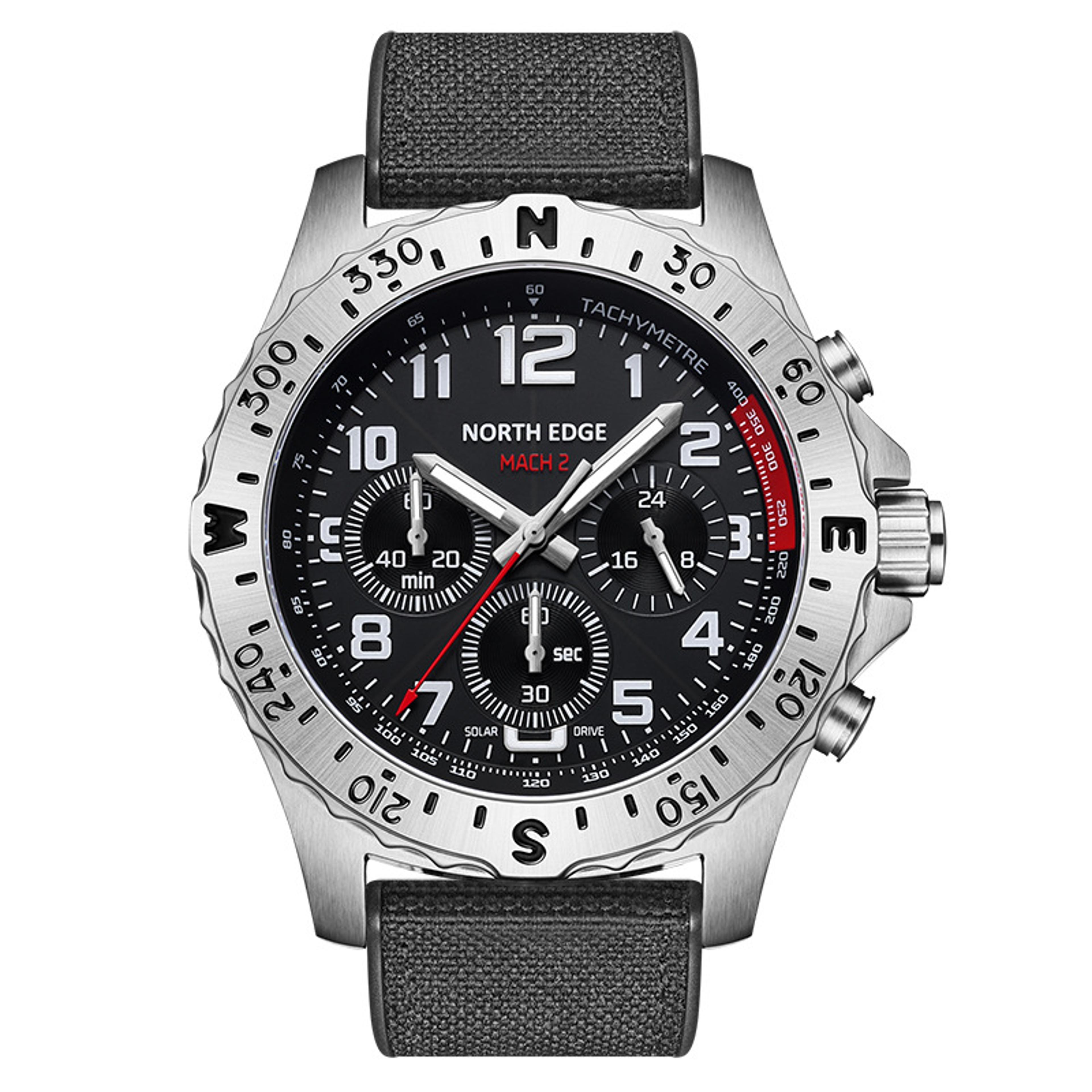 solar chronograph waterproof stainless steel men watch