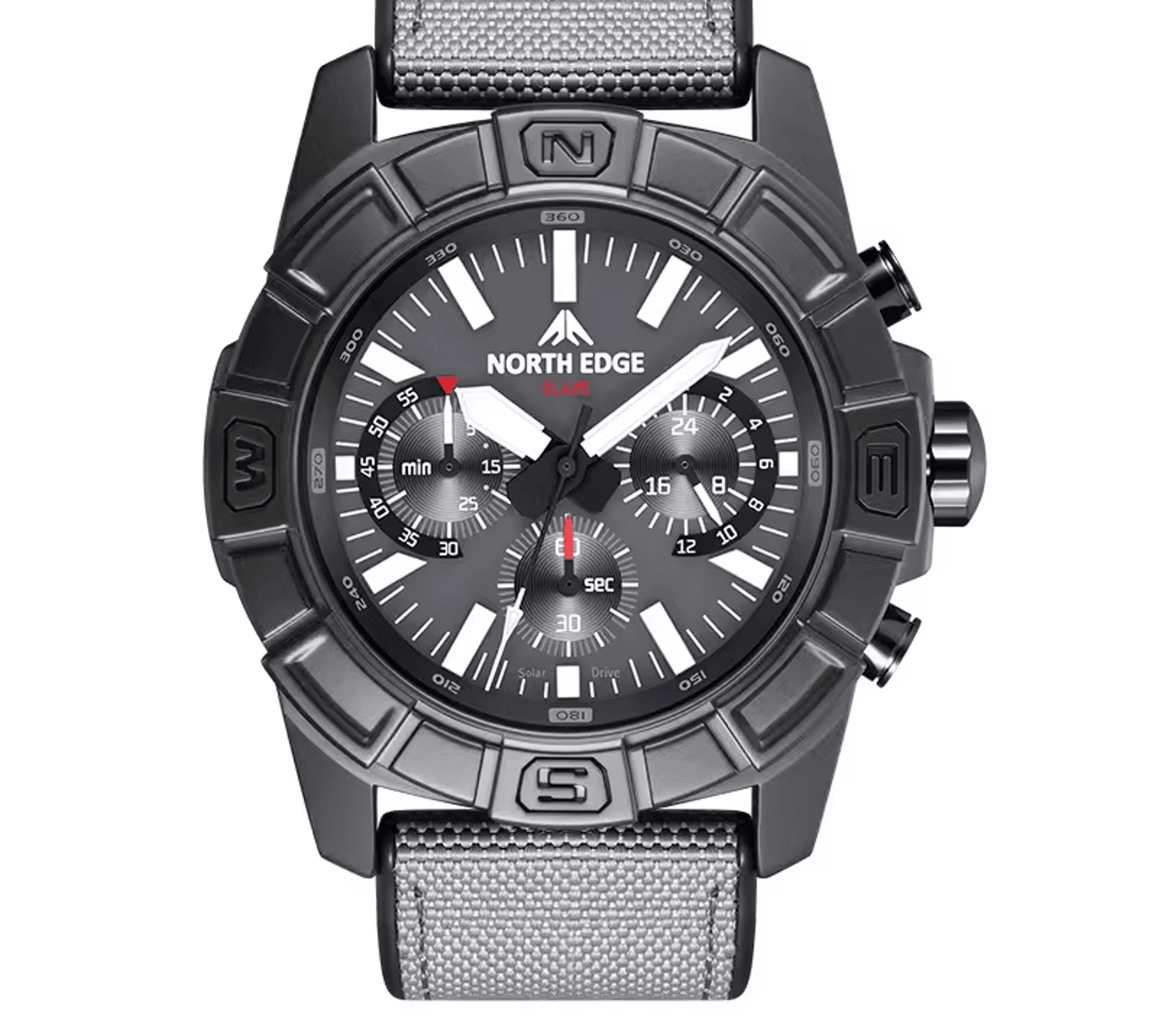 solar powered men pilot watch stainless steel quartz sports watch