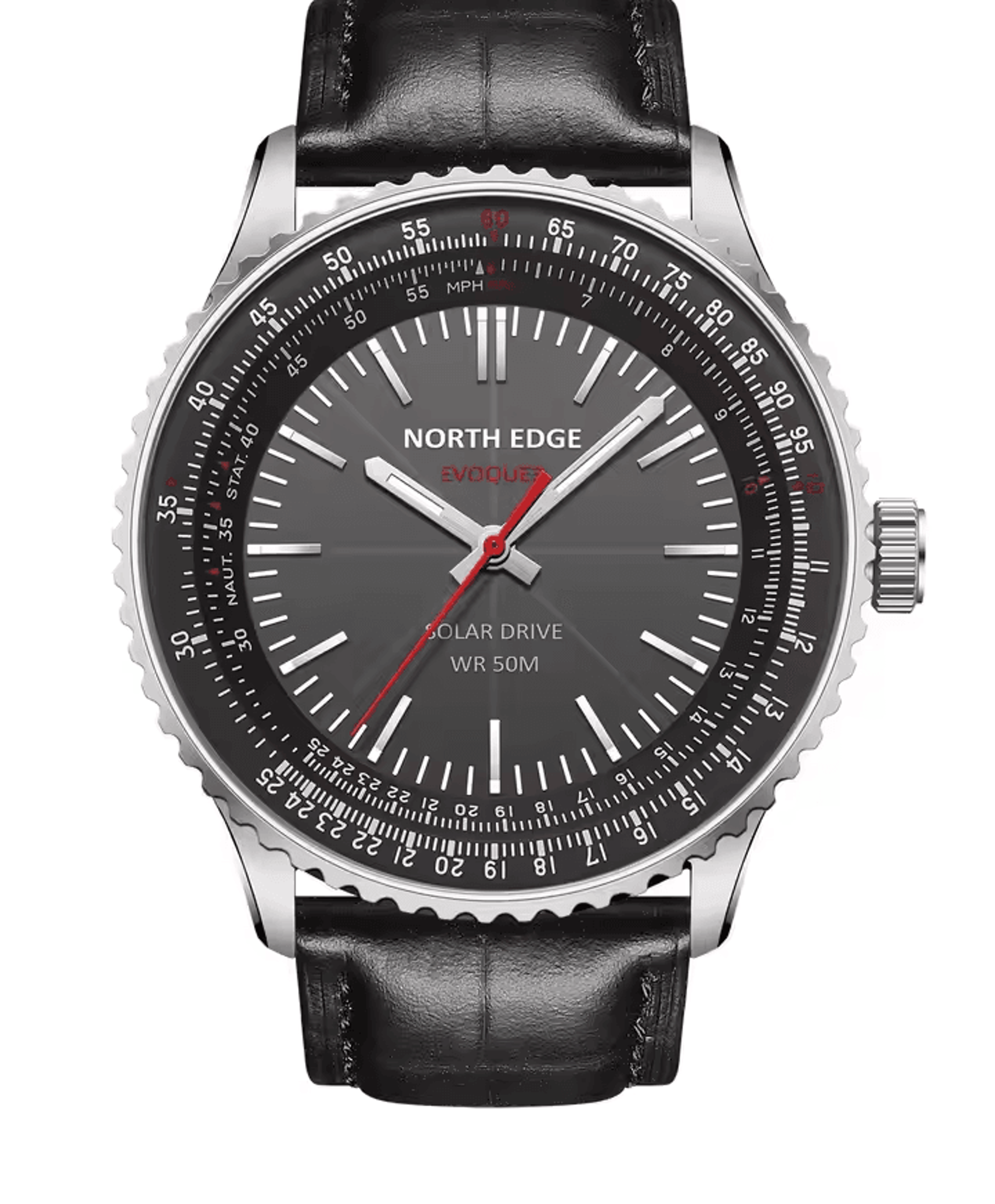 solar powered pilot watch for men leather strap aviation military watch