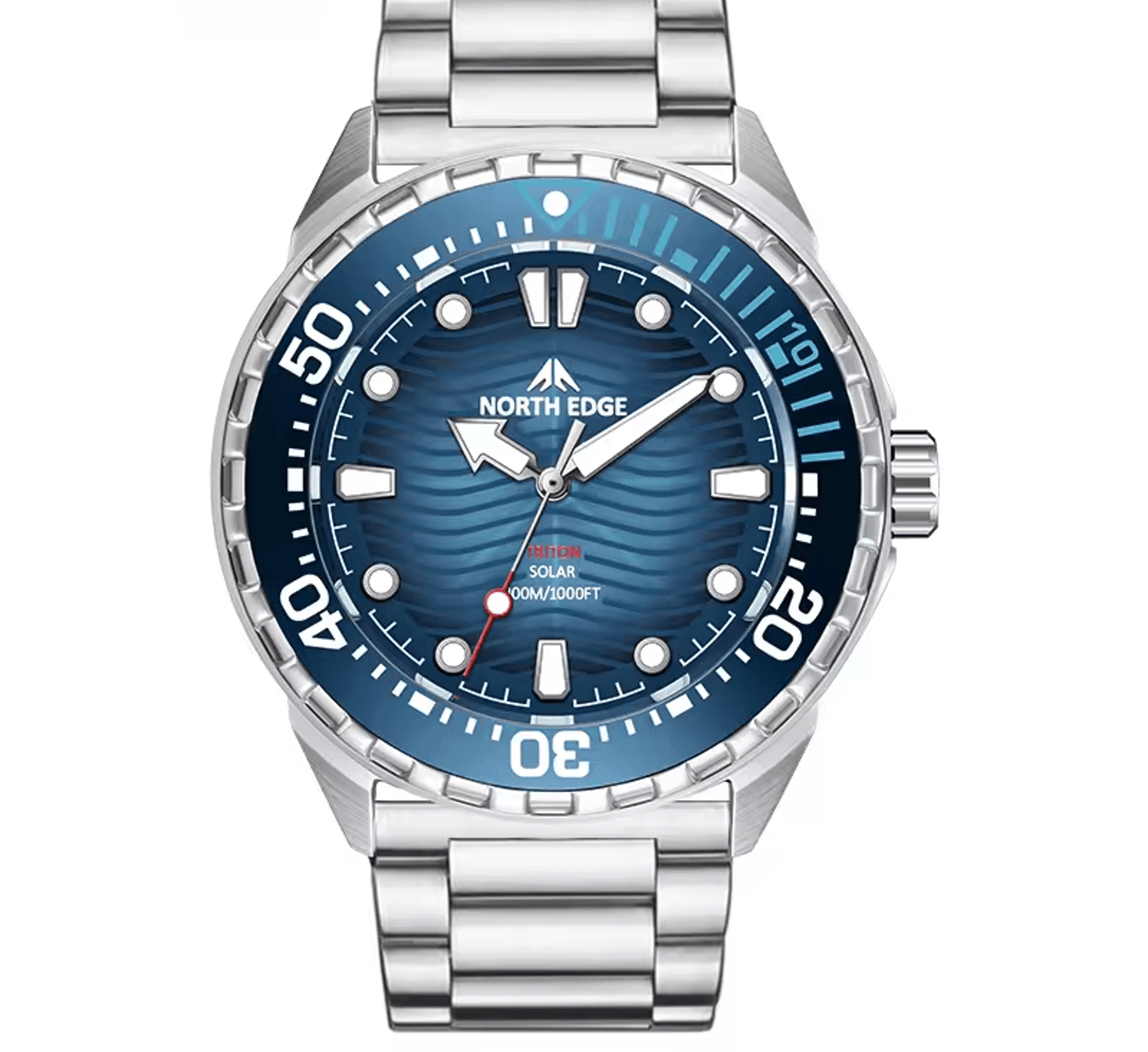 solar powered mens dive watch stainless steel waterproof quartz wristwatch