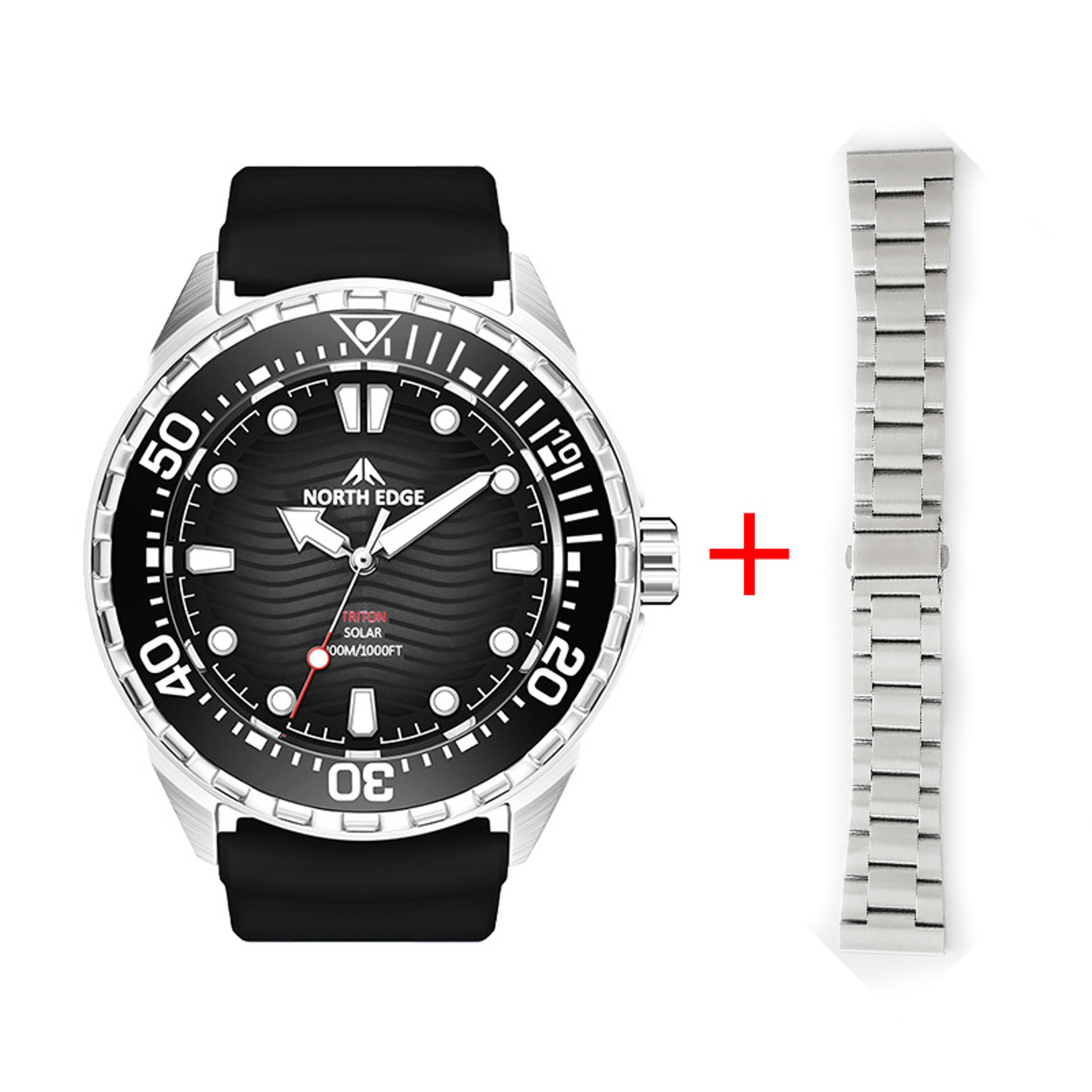 triton solar dive watch men waterproof stainless steel quartz