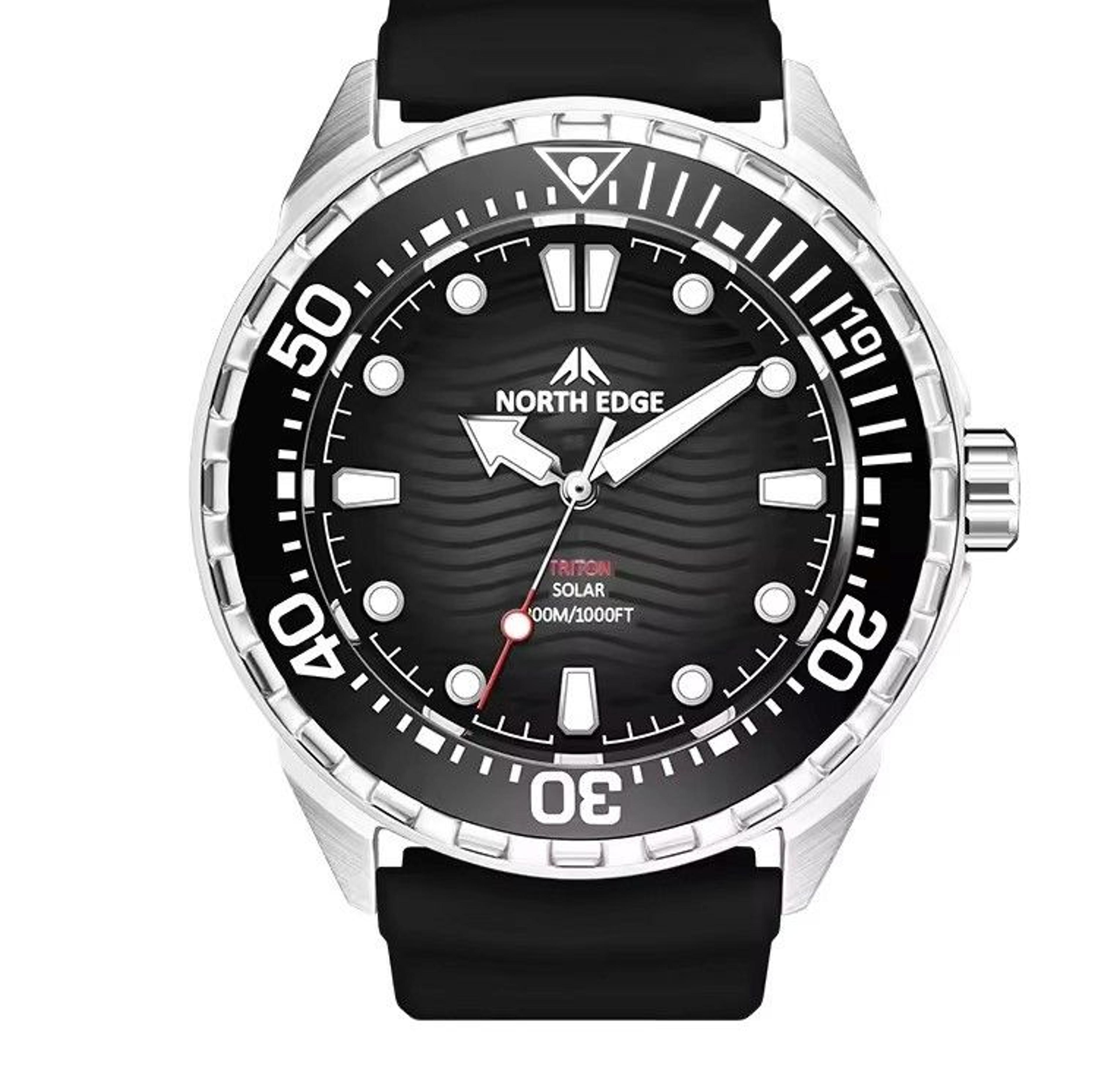 solar dive watch men stainless steel waterproof quartz