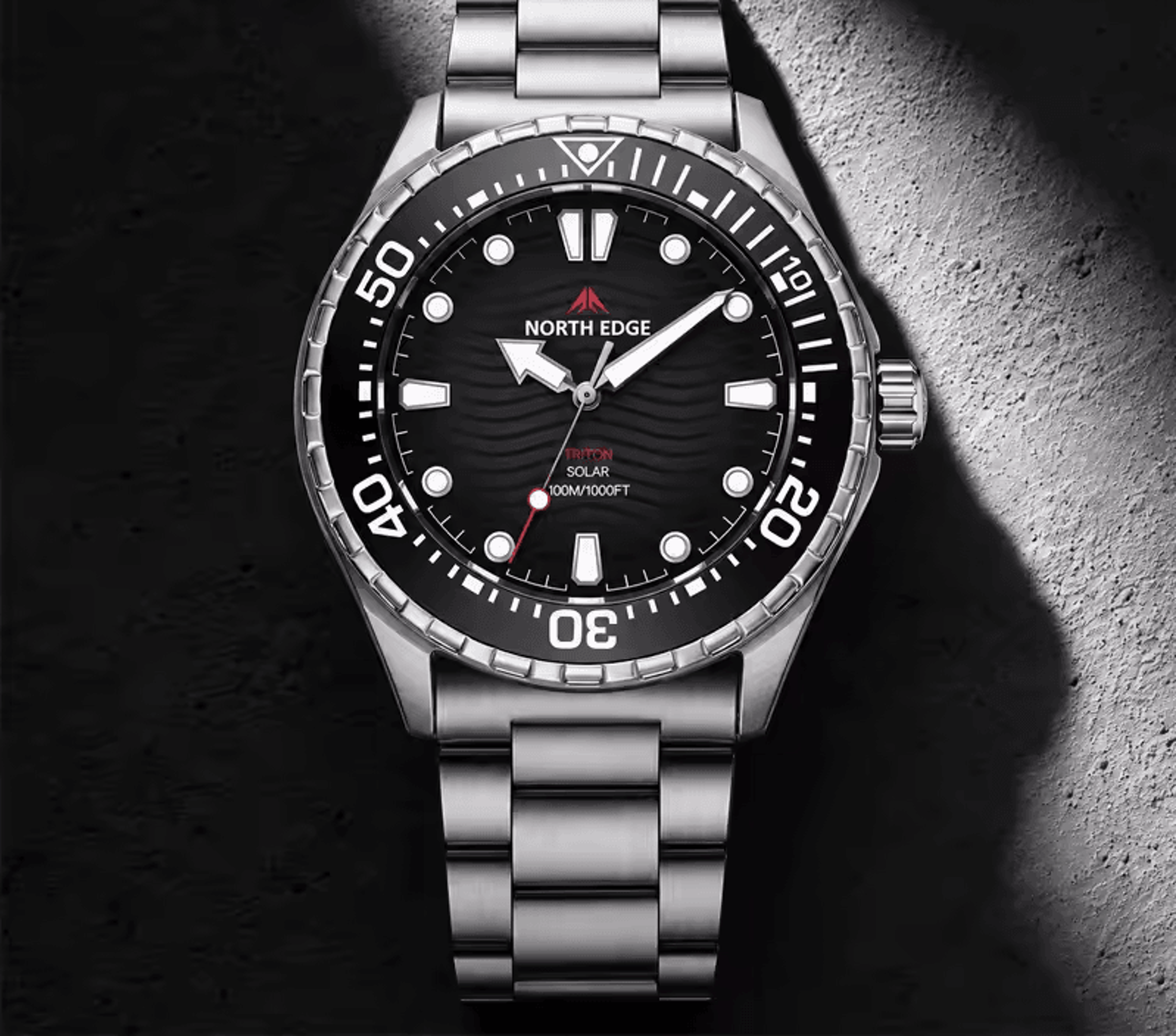triton solar powered dive watch for men waterproof steel