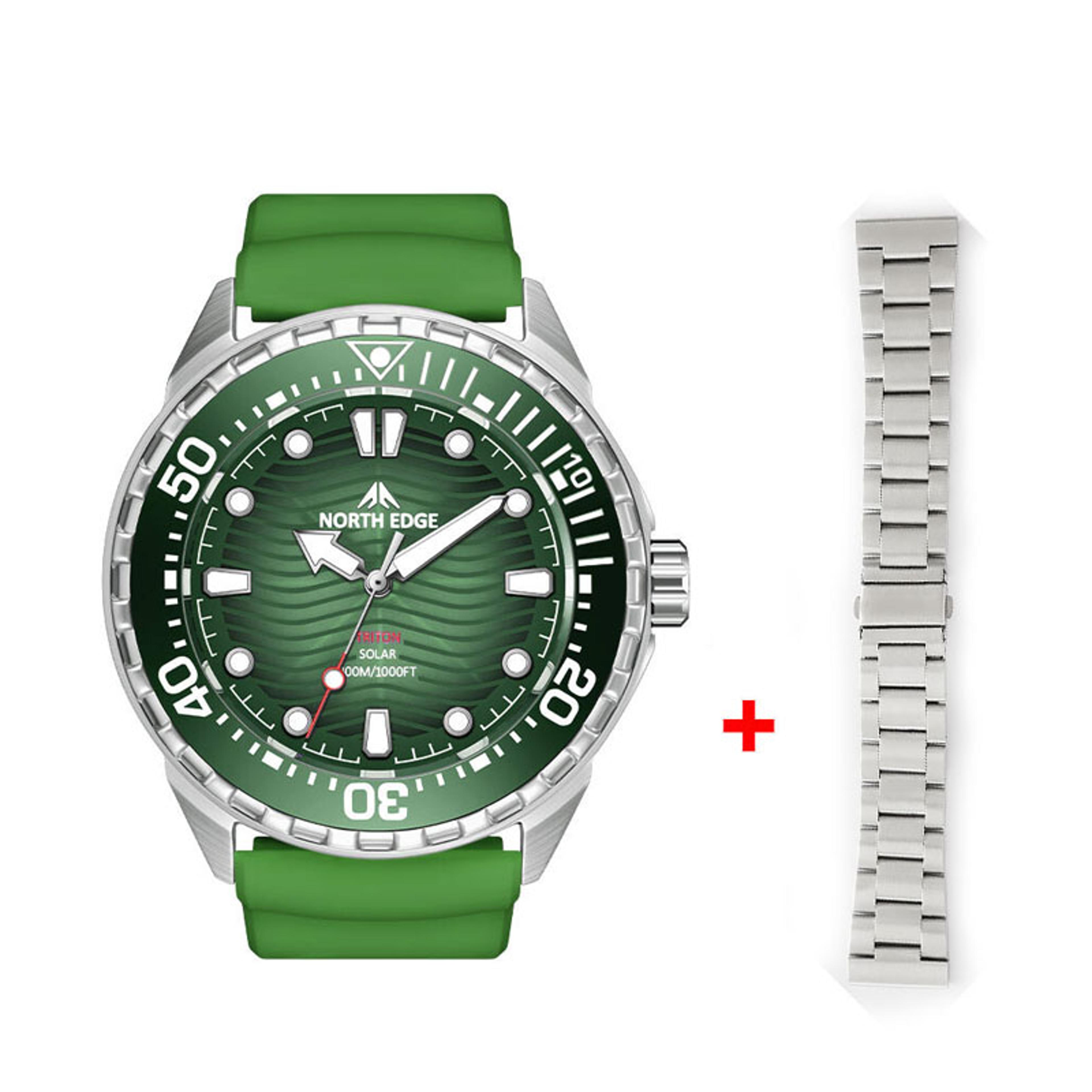 north edge triton solar dive watch for men waterproof stainless steel case