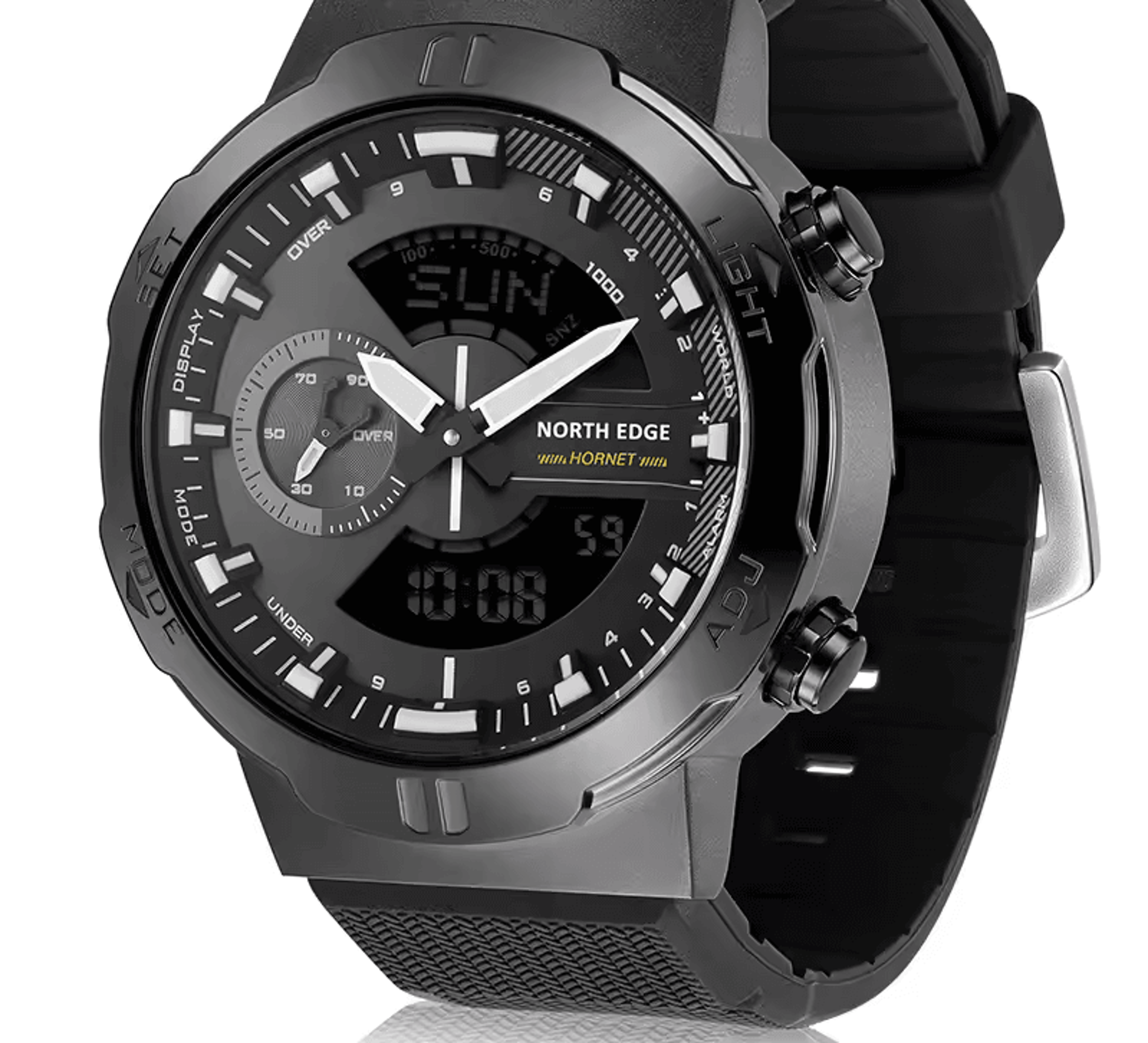 men's world time waterproof digital sport watch with countdown stopwatch