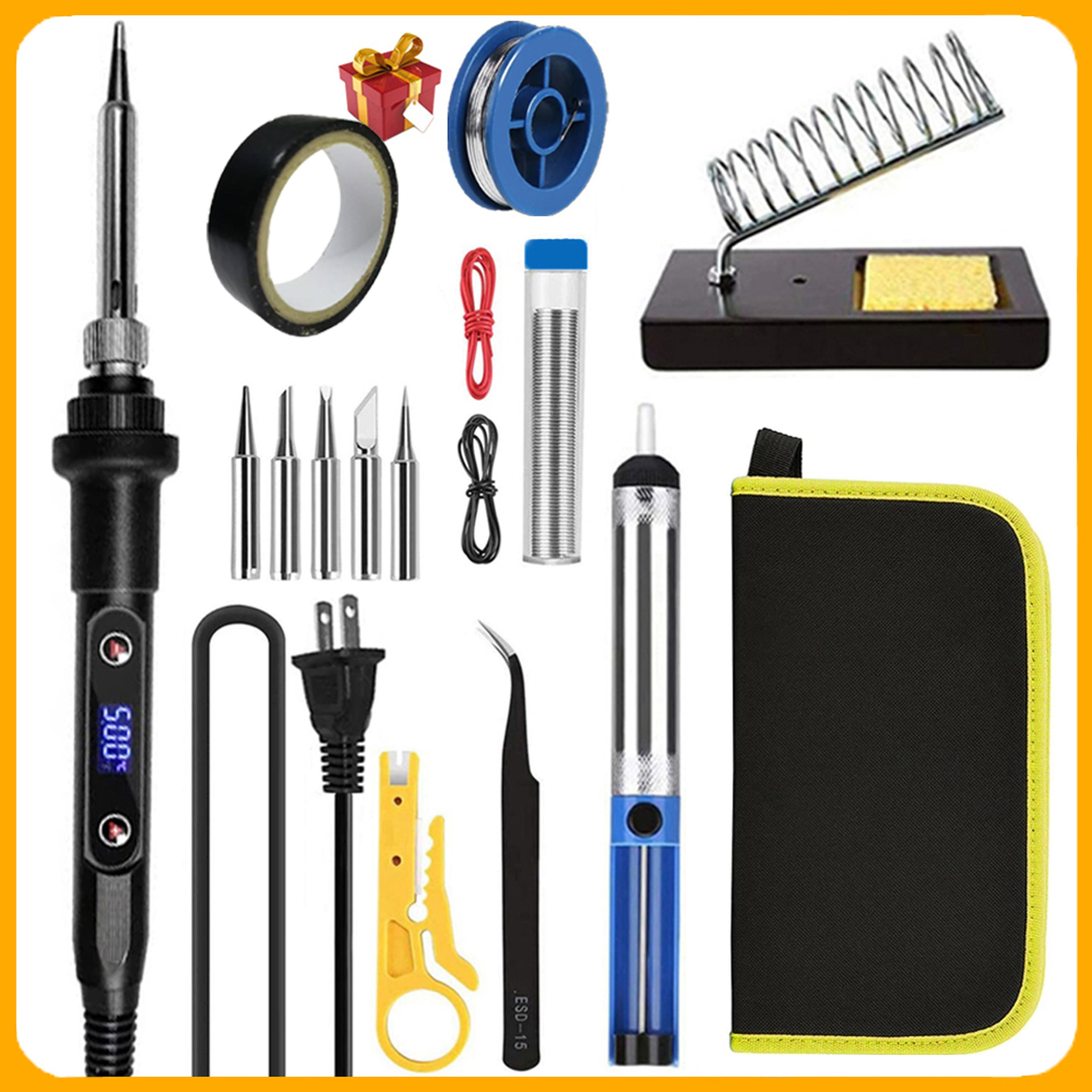 lcd digital soldering iron kit adjustable replaceable tips