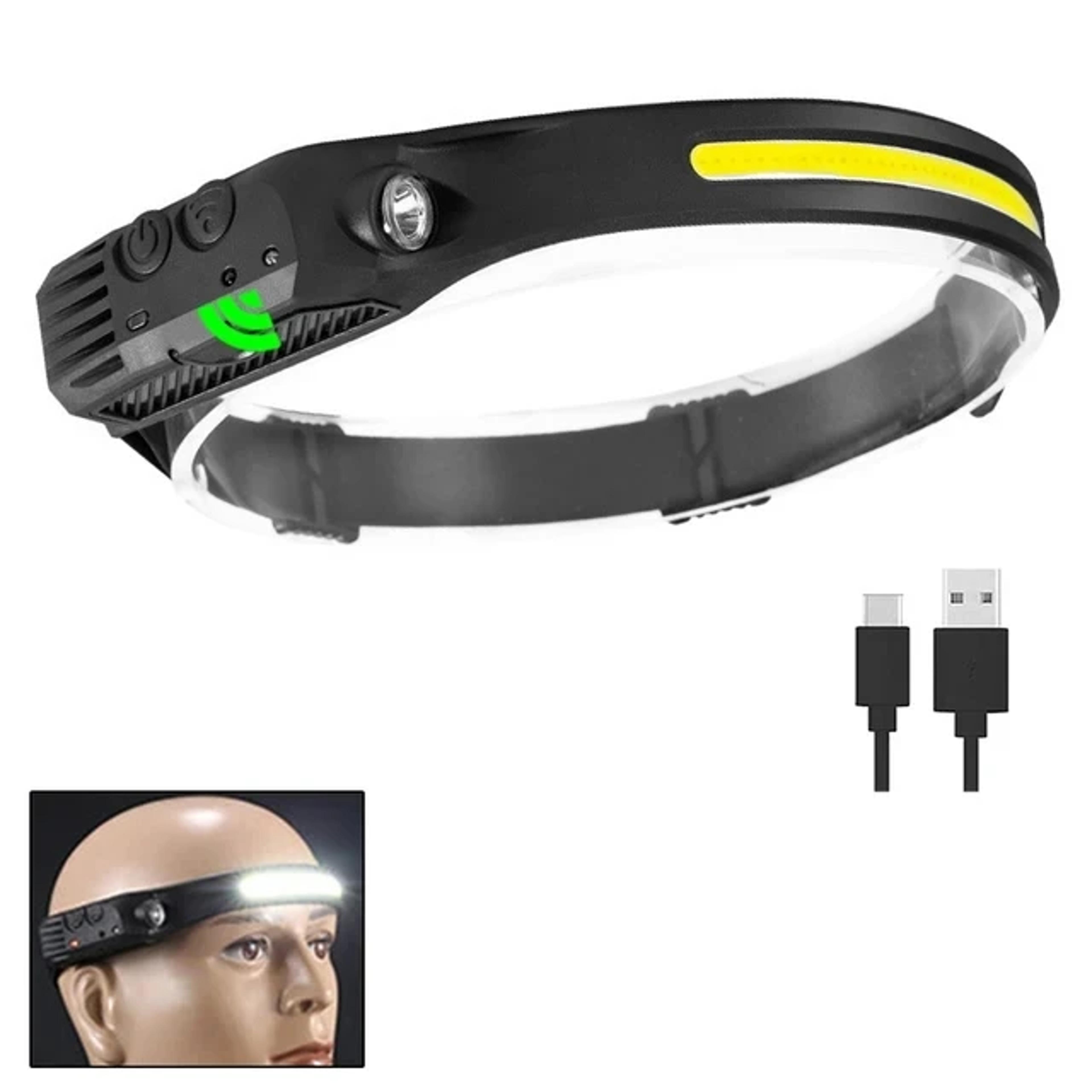 usb rechargeable cob sensor headlamp for fishing camping and work
