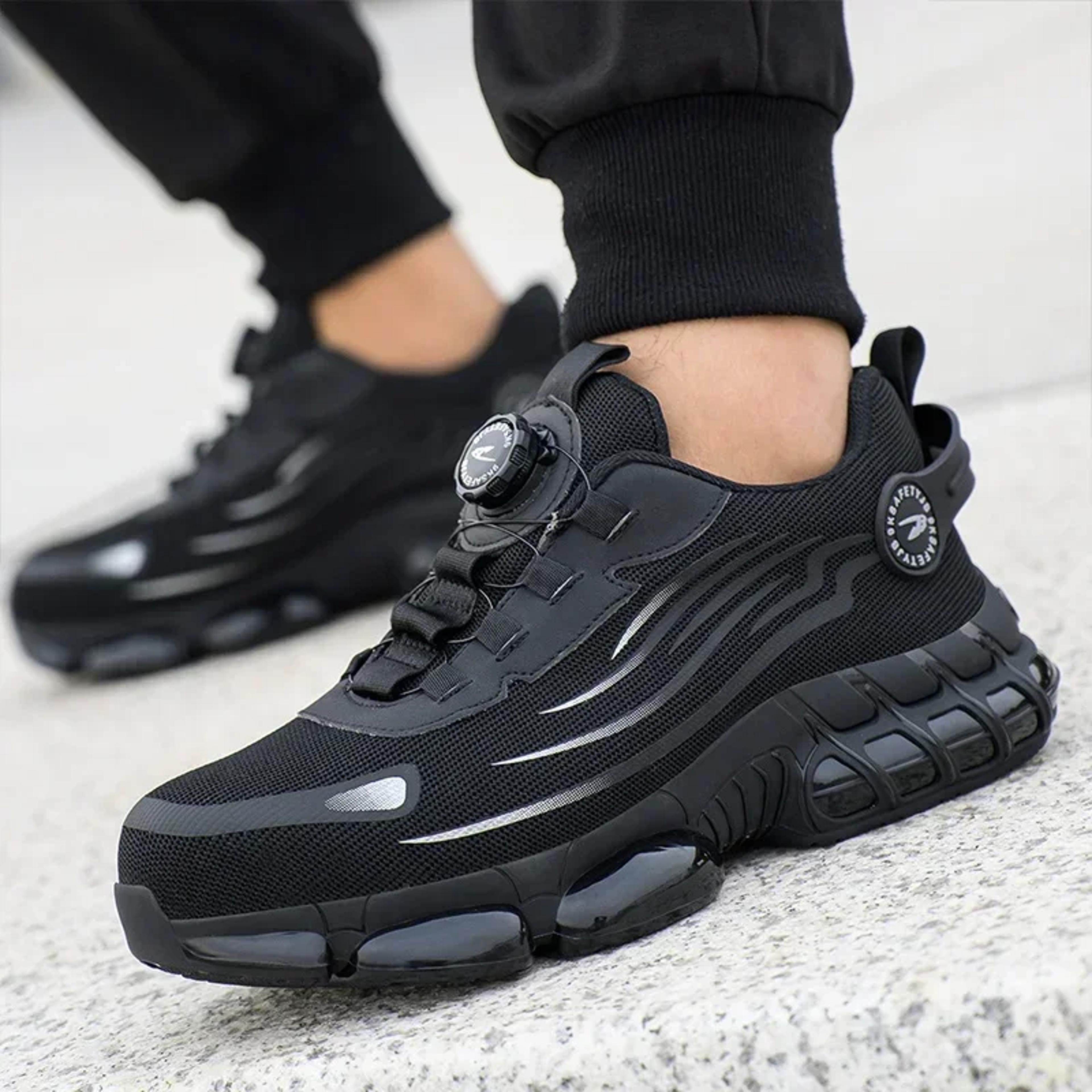 rotating button steel toe safety shoes men anti puncture work sneakers
