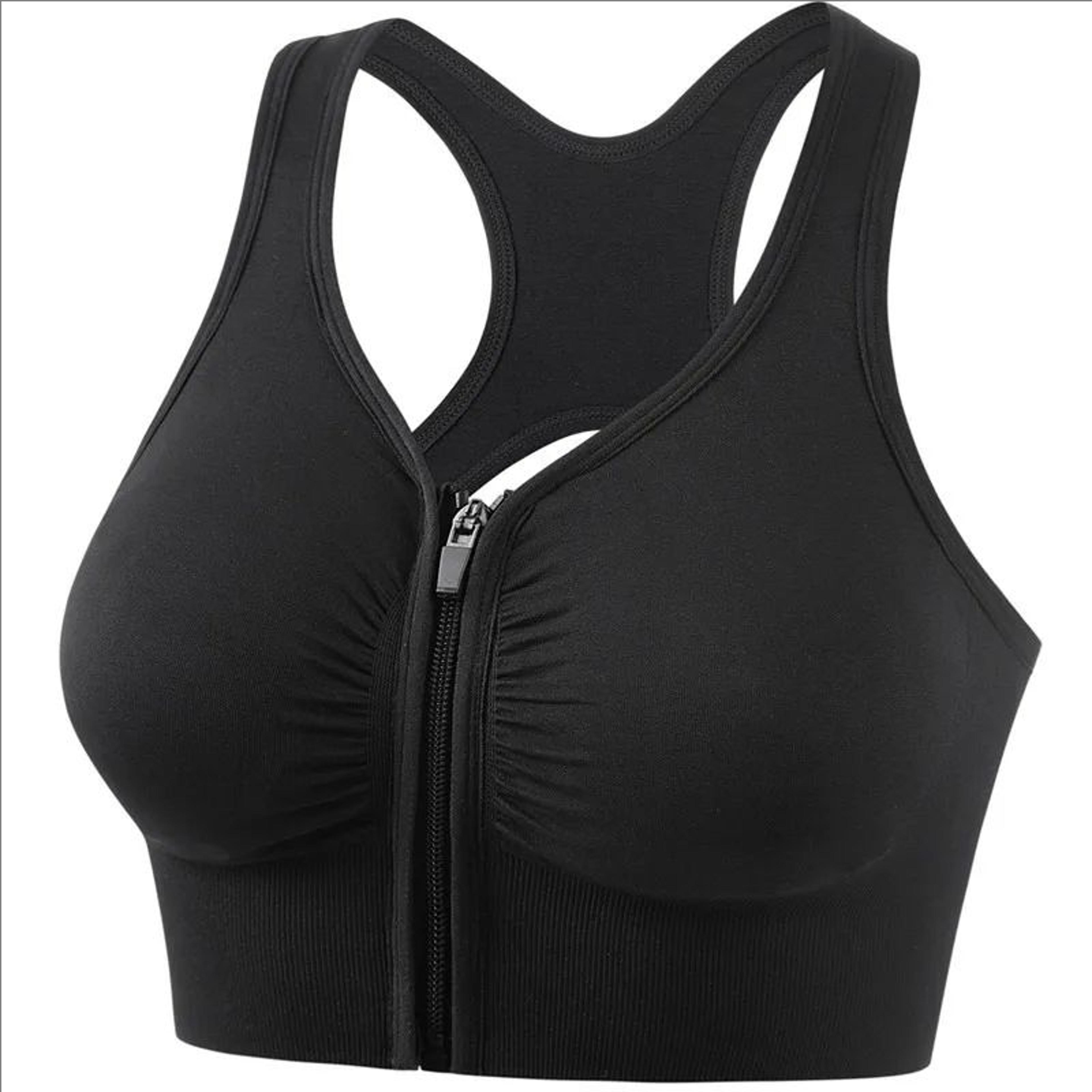 front zip sports bra for women yoga gym workout support vest