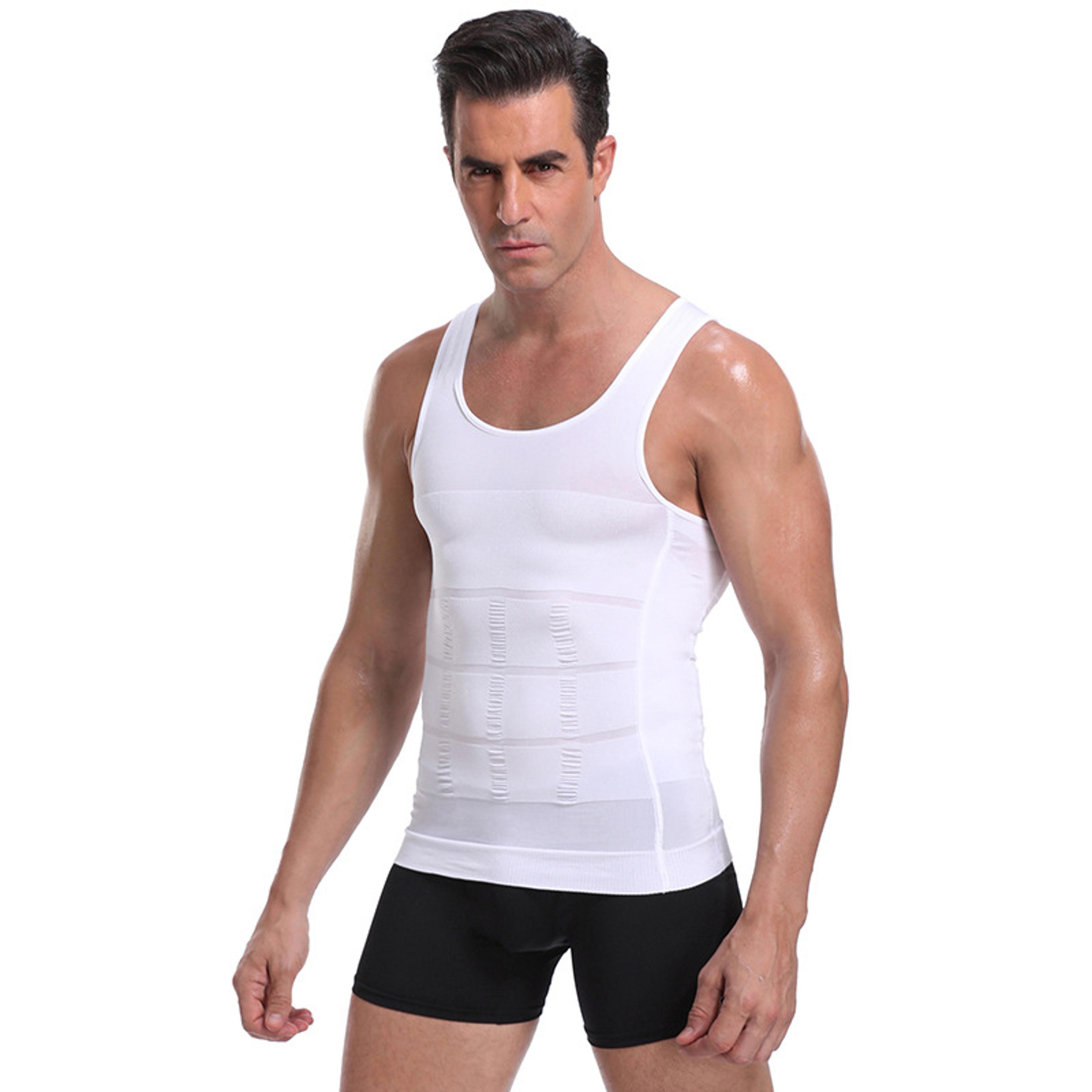 men compression shapewear vest tummy control waist cincher undershirt