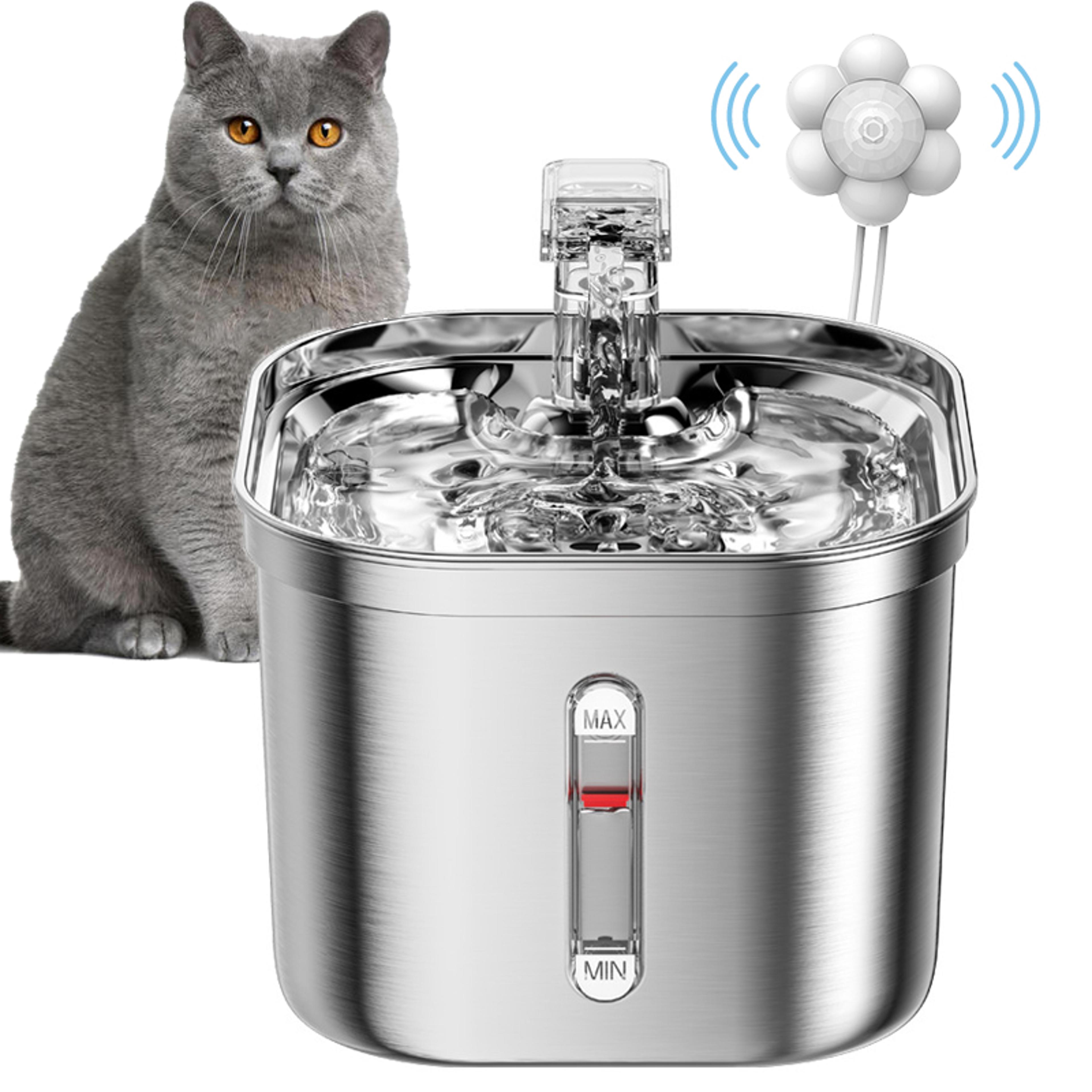 stainless steel cat water fountain automatic sensor filter ultra quiet pet dispenser