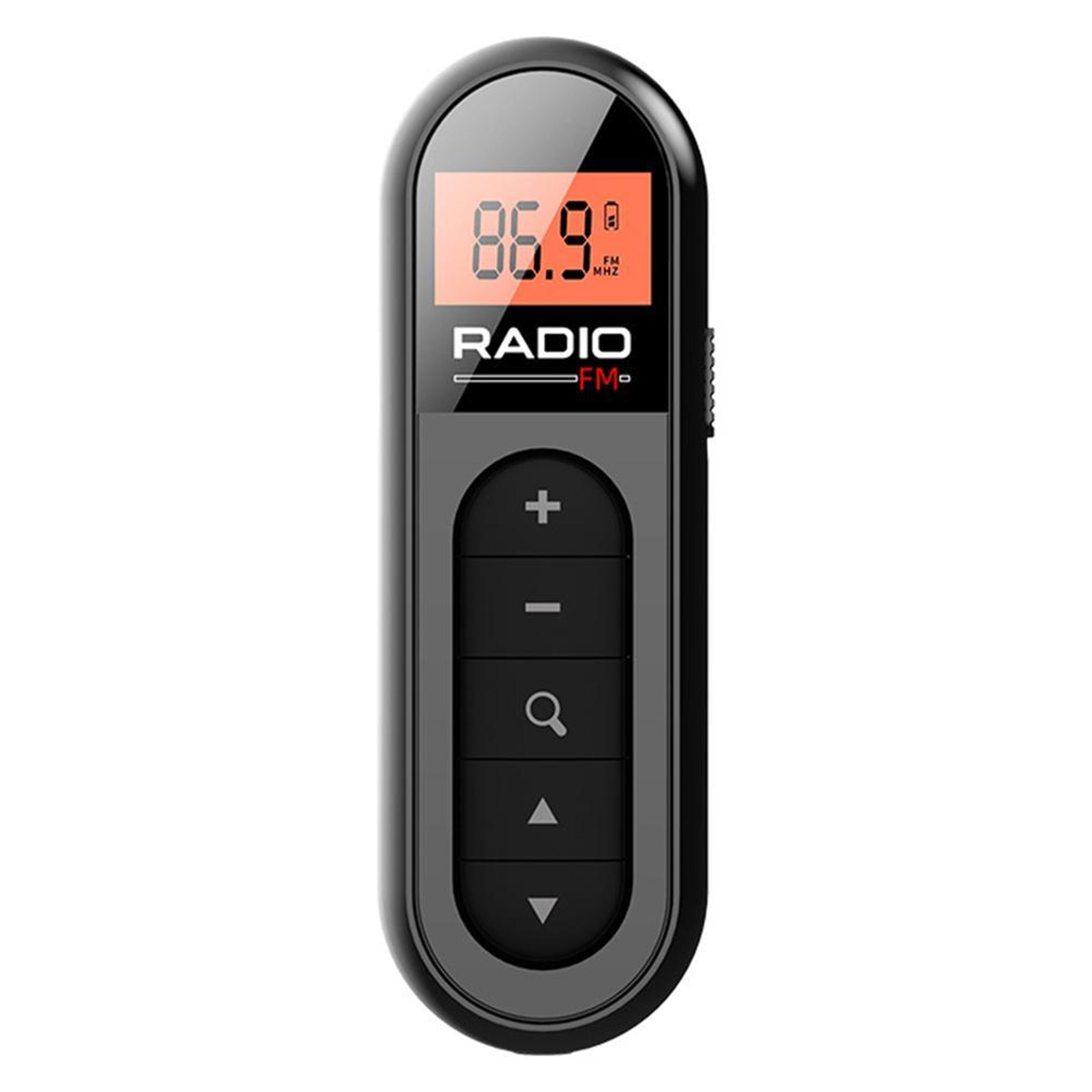 mini pocket rechargeable fm radio with backlit lcd display and headphone