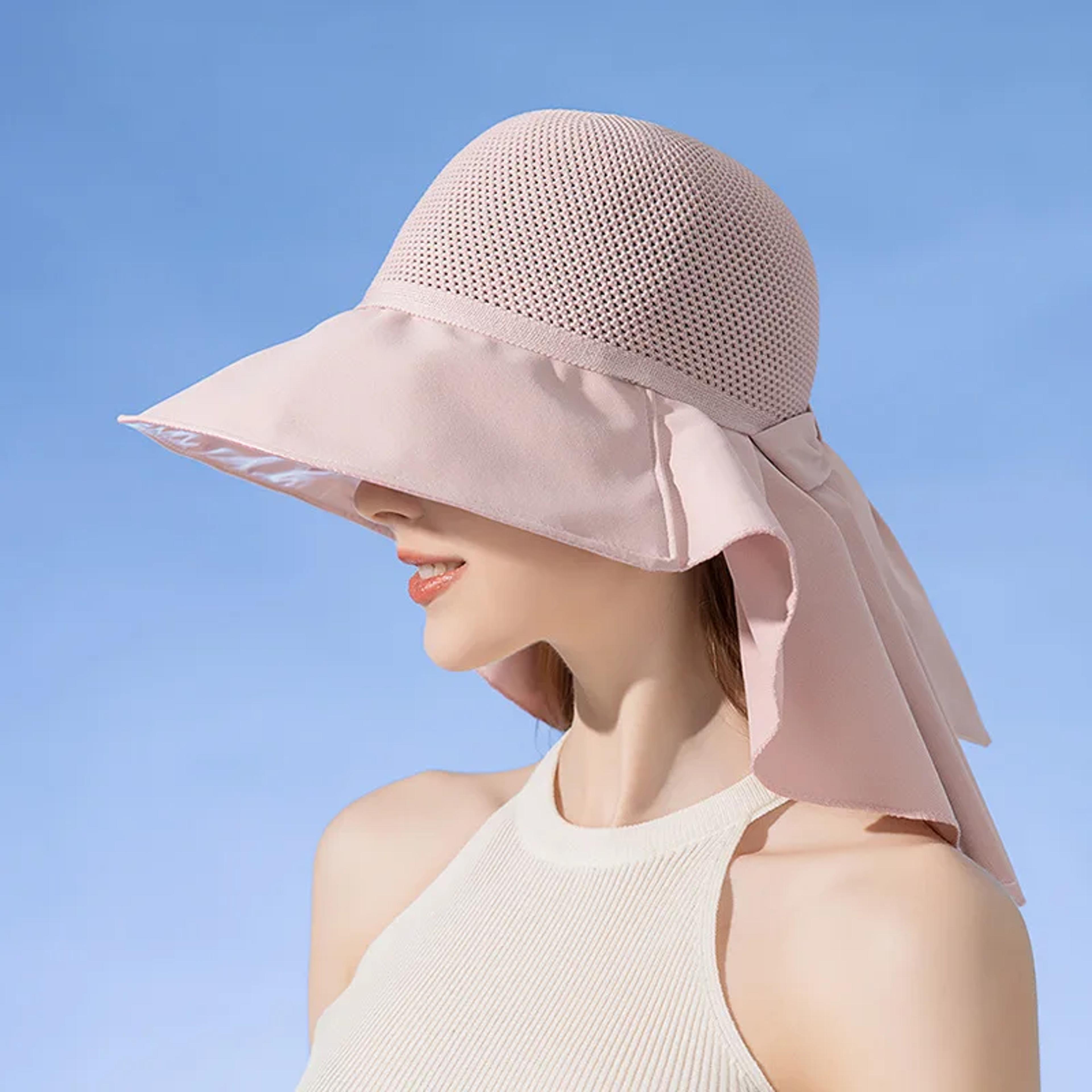 women mesh bucket sun hat with shawl neck cover lightweight beach travel cap