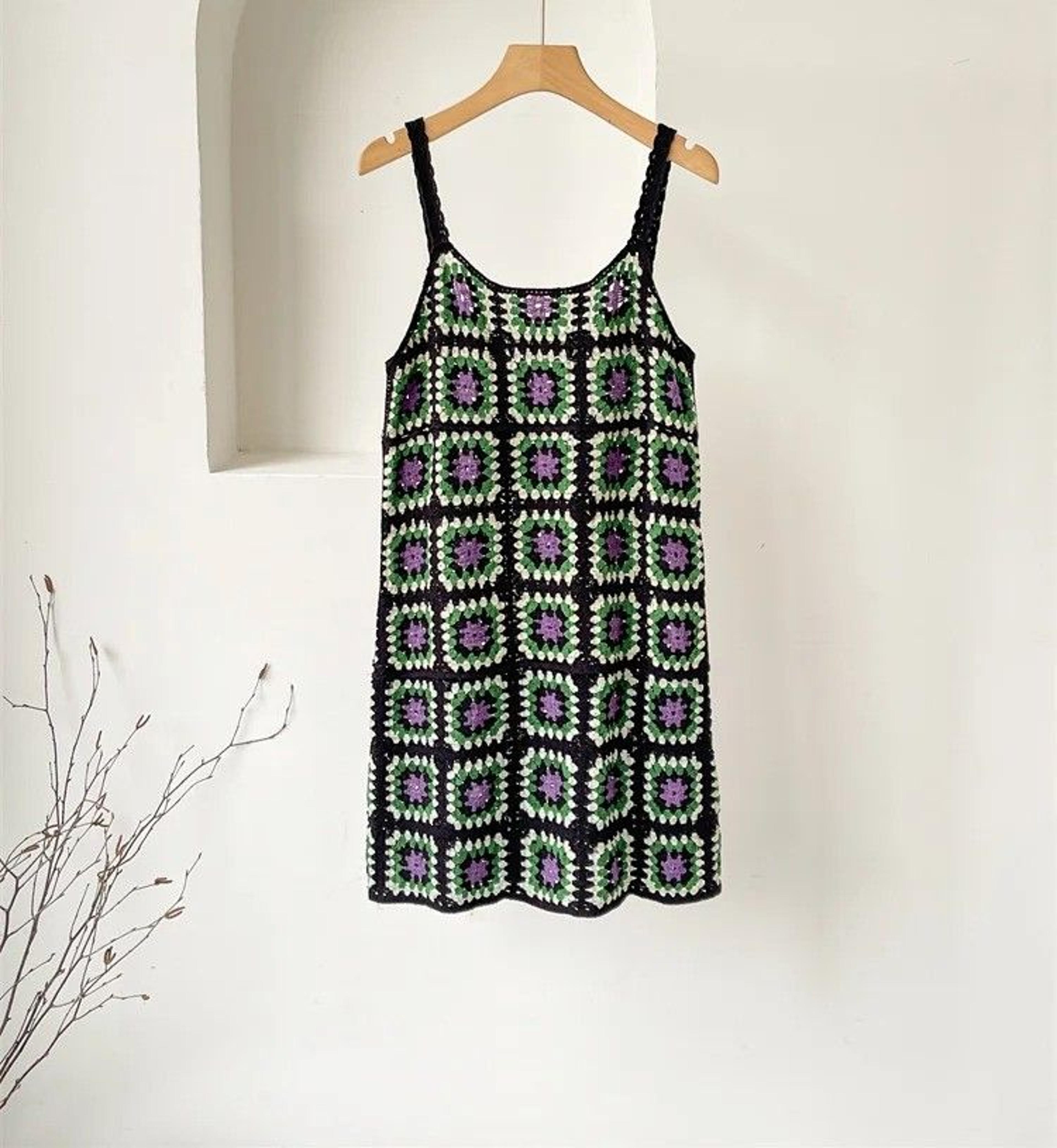 hollow out knitted beach dress flower hook vacation sundress