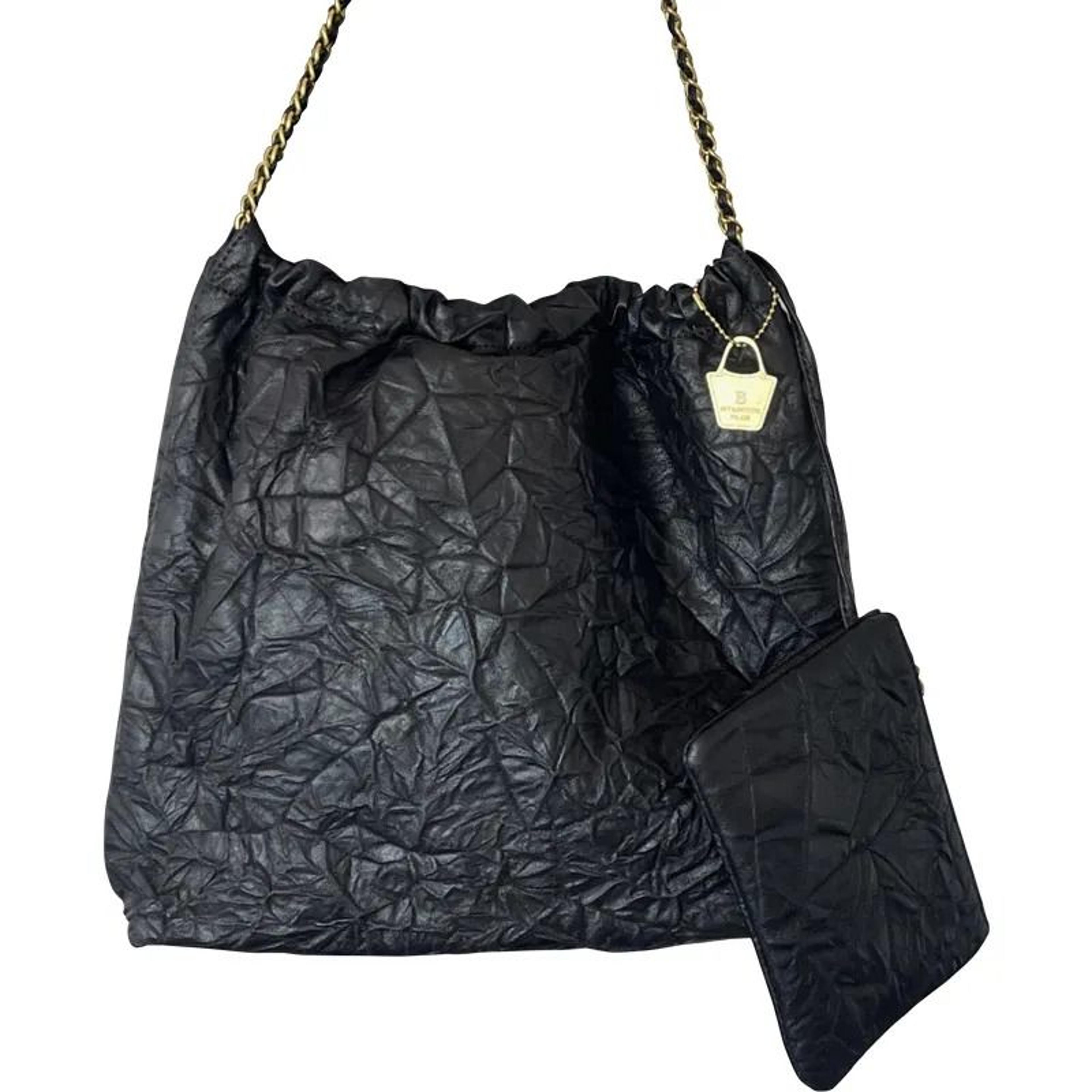 pleated chain shoulder bag large capacity pu leather handbag