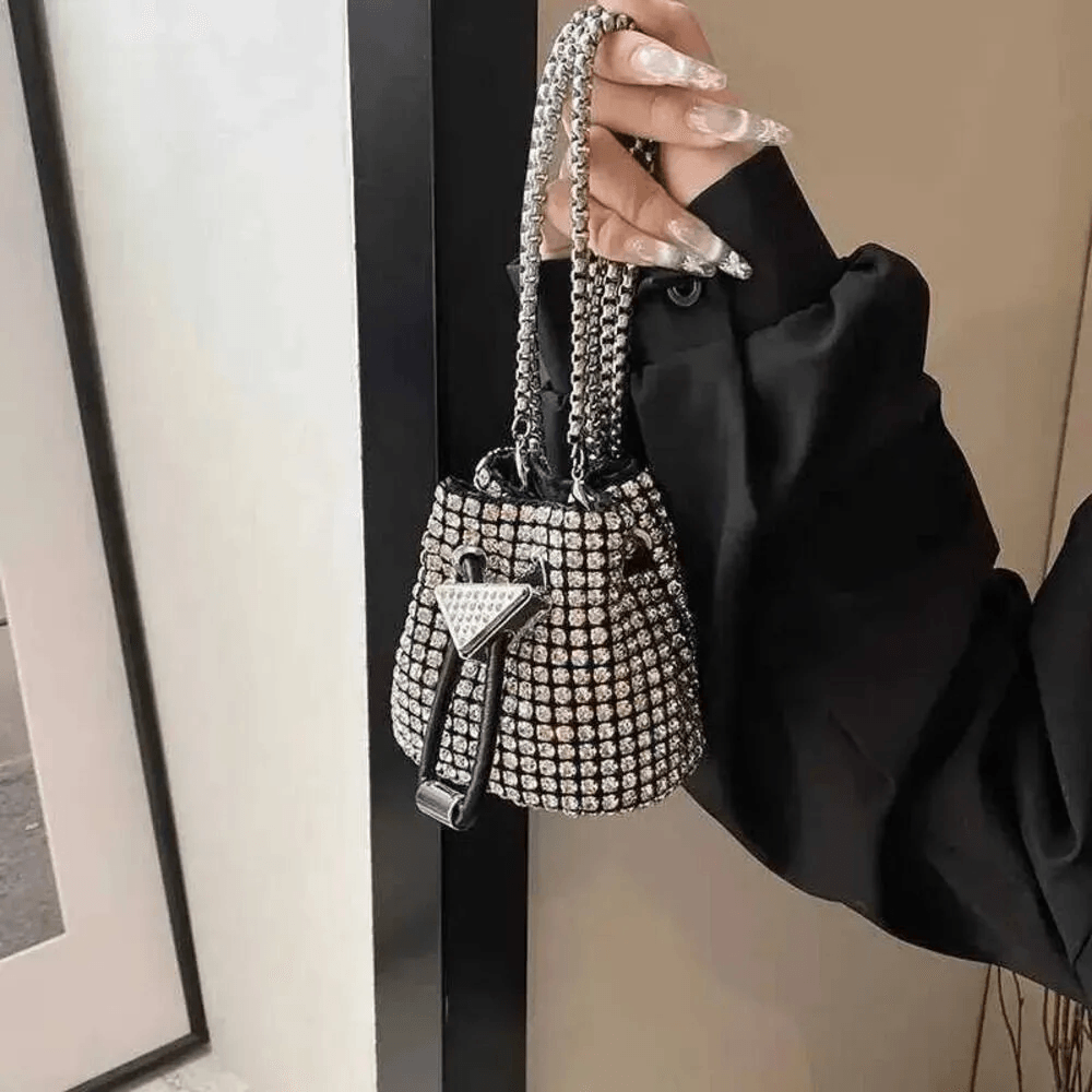 luxury nylon mini bucket crossbody bag set for women