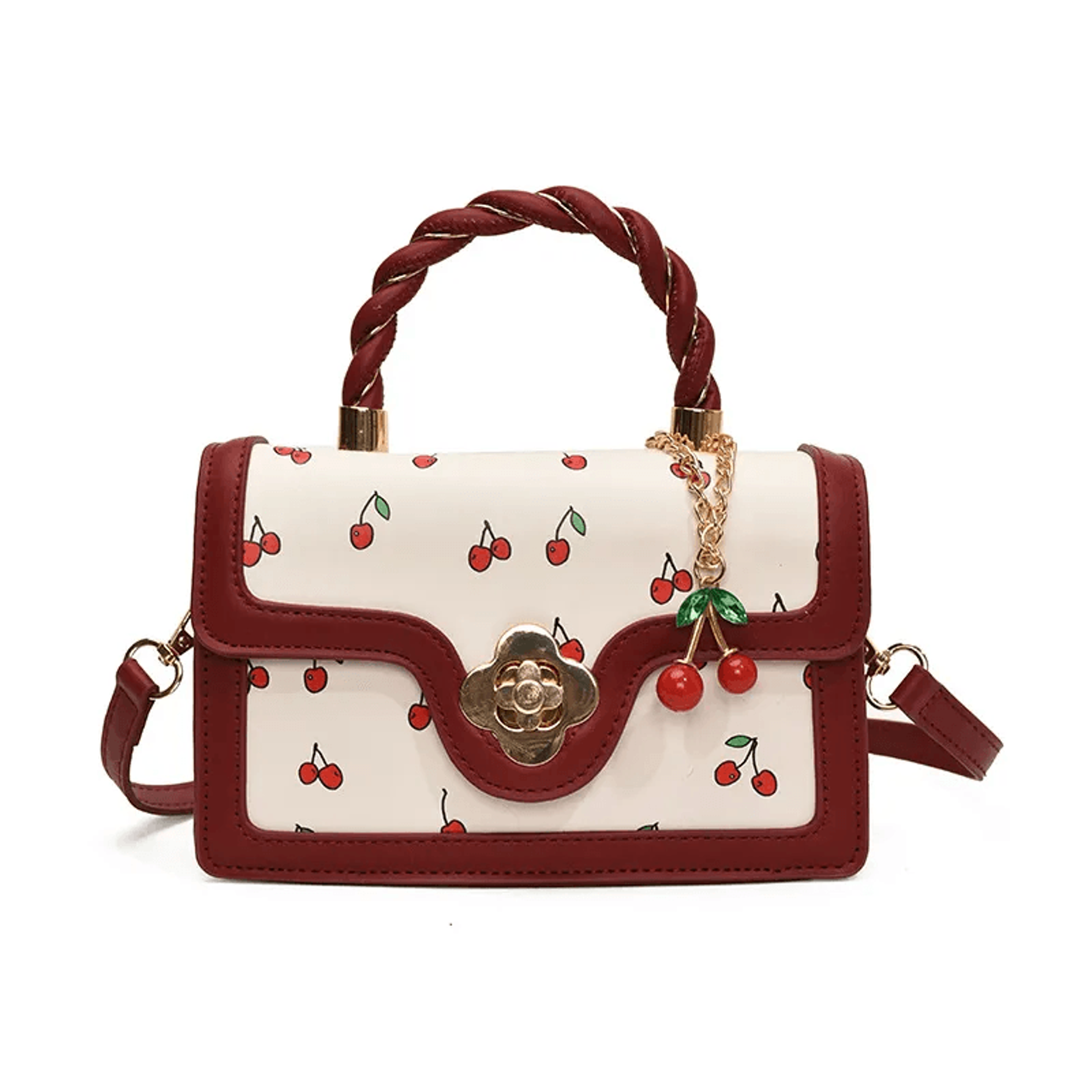 floral print shoulder tote bag for women square designer handbag