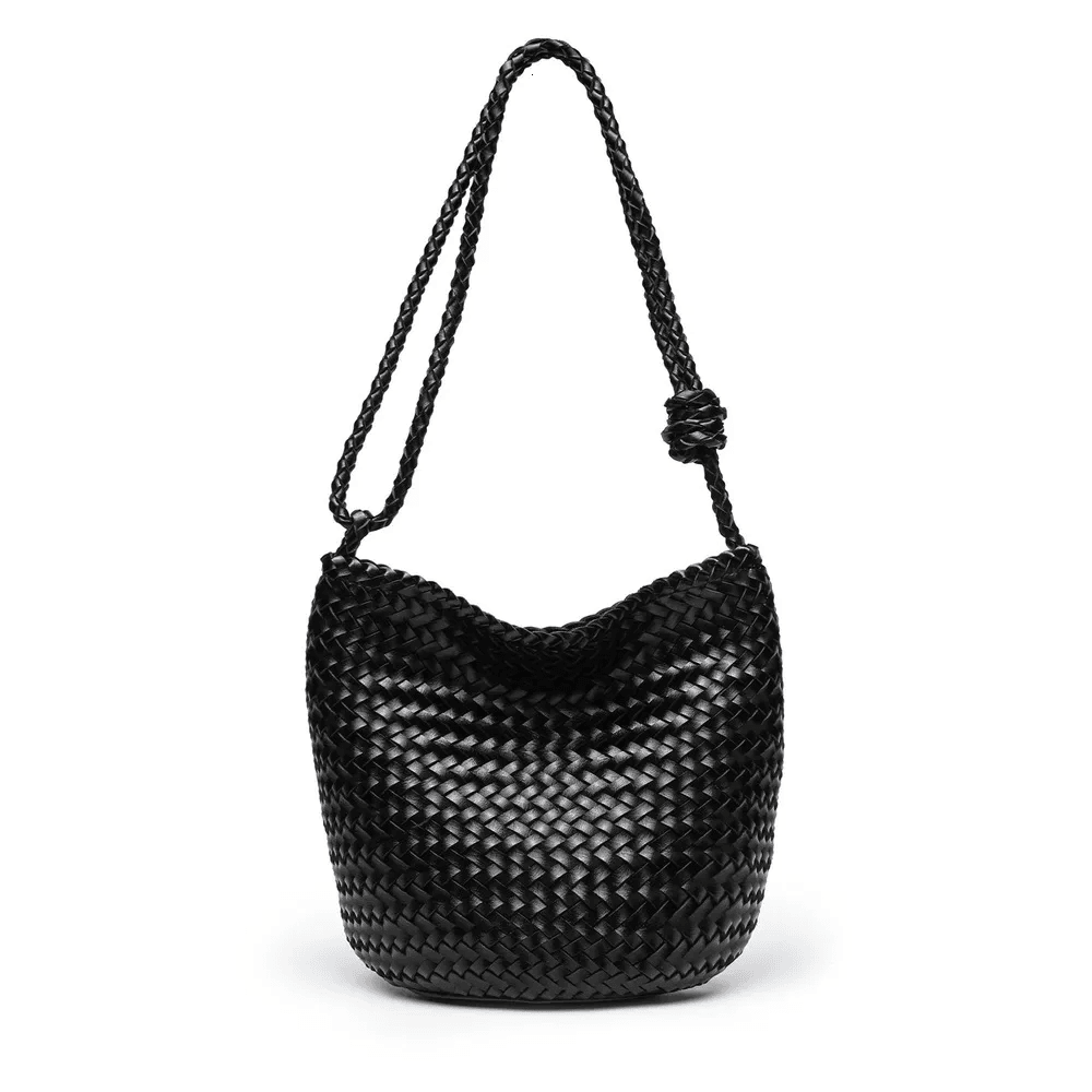 vintage handmade woven bucket bag large capacity underarm shoulder handbag