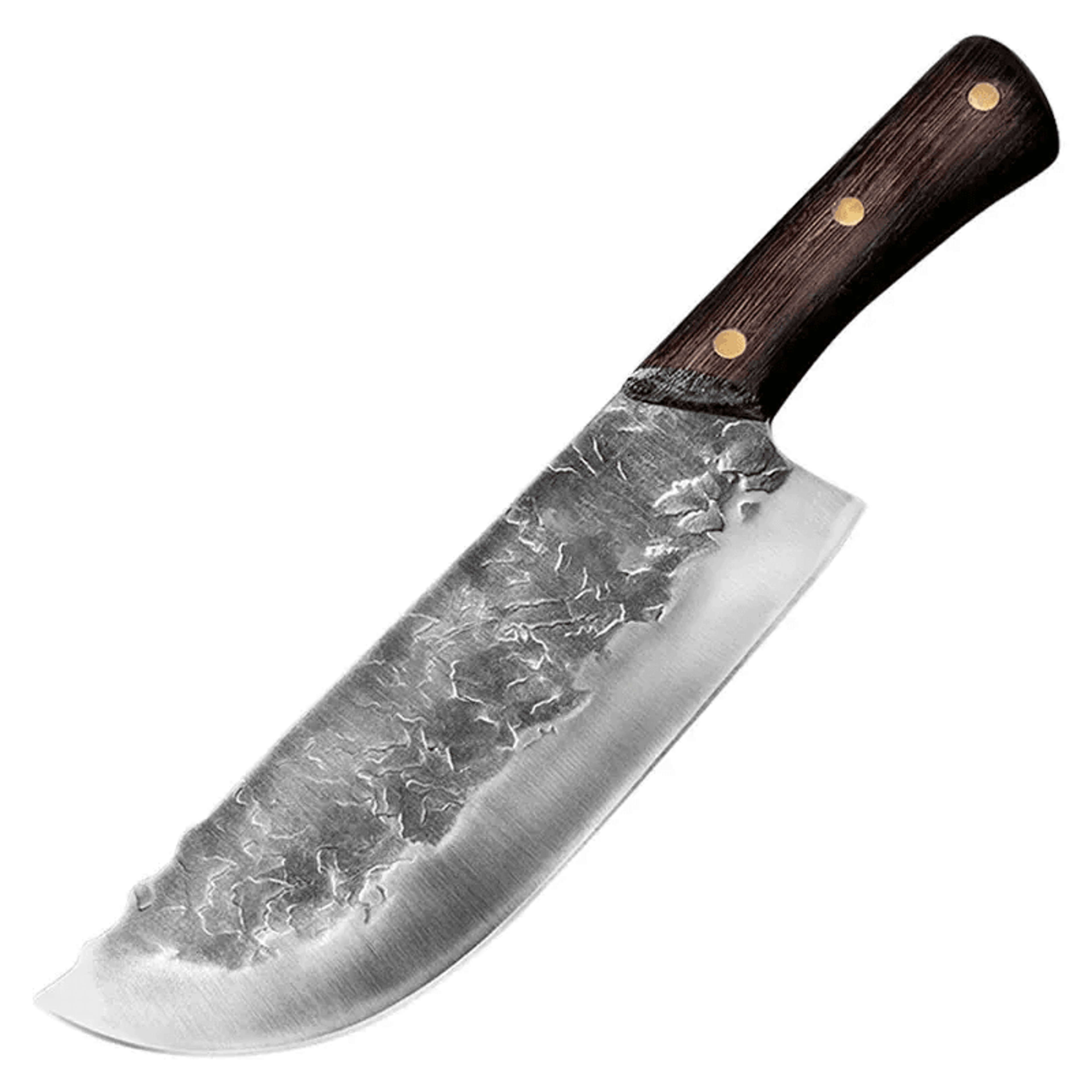 butcher cleaver knife wood handle meat and veggies