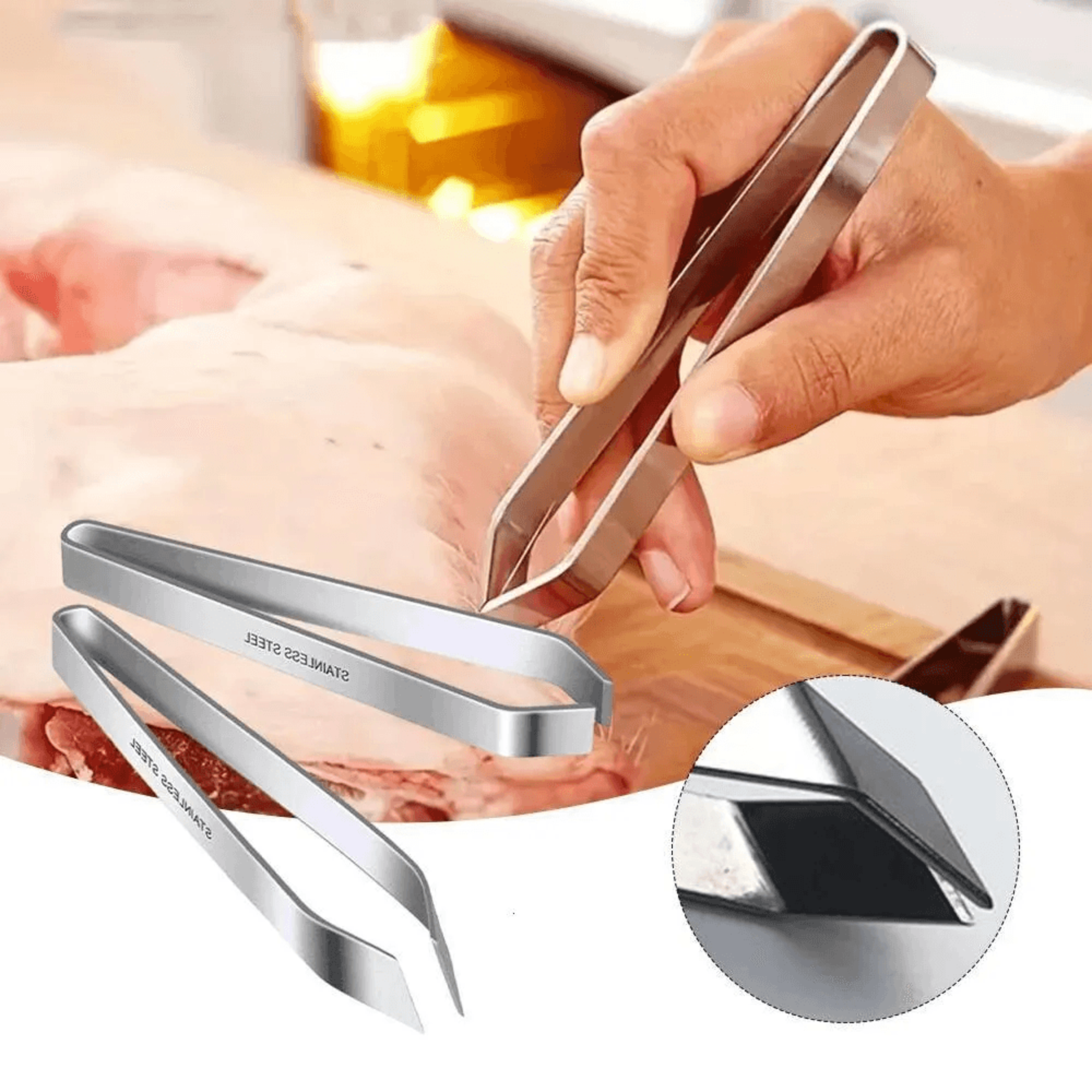 stainless steel fish bone tweezers deboning tool for precise kitchen prep