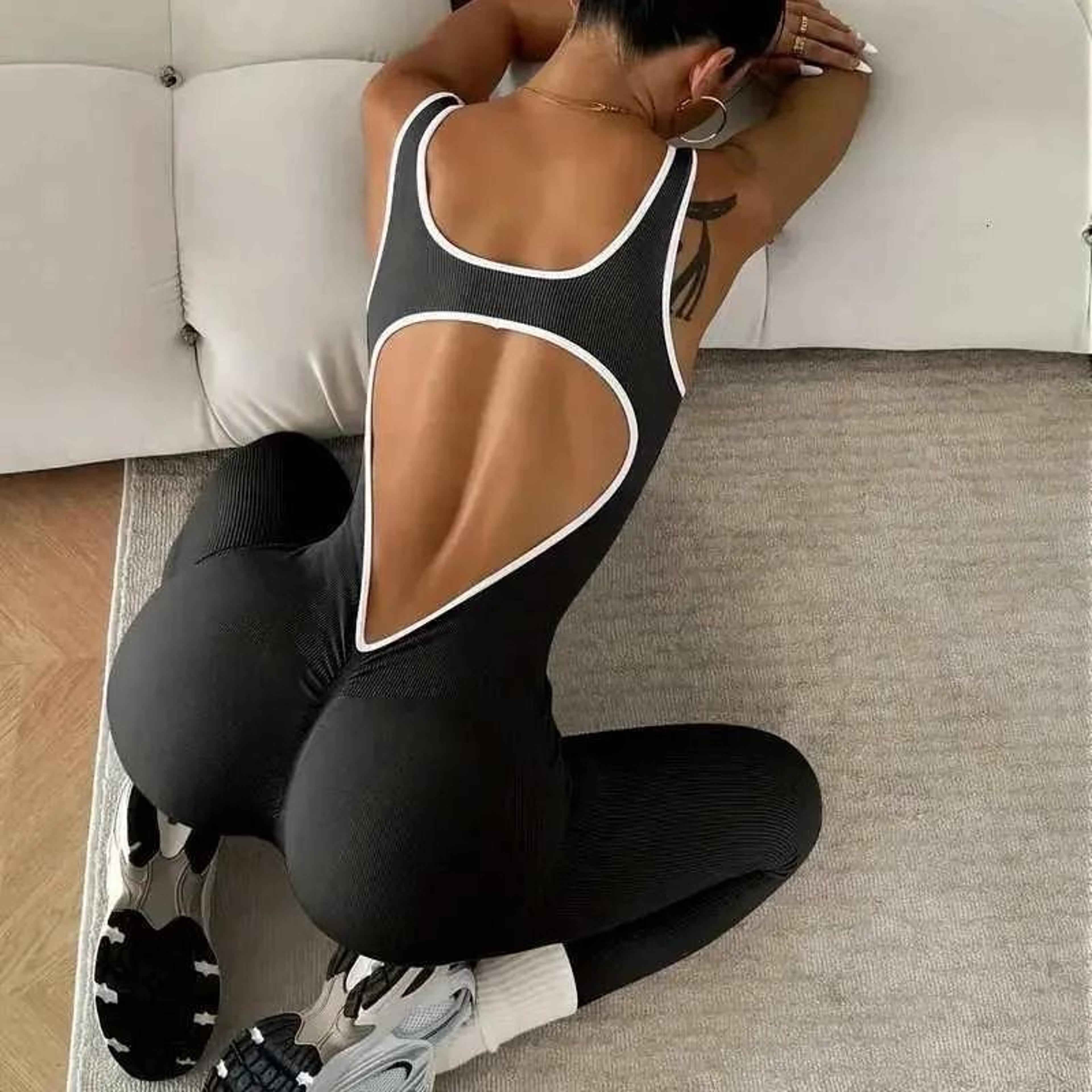 seamless ribbed workout jumpsuit for women one piece yoga romper
