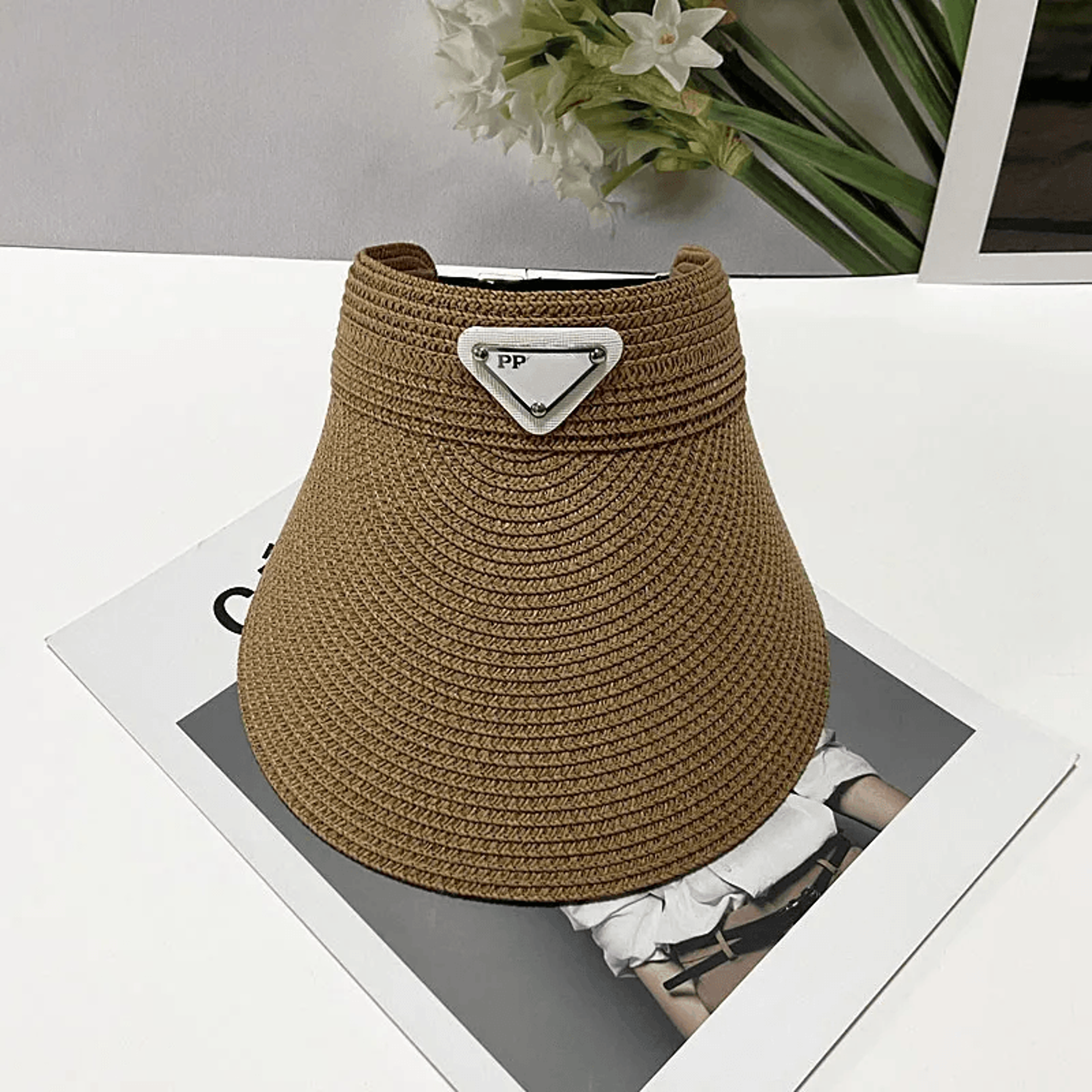 women wide brim straw sun visor open top summer beach hat