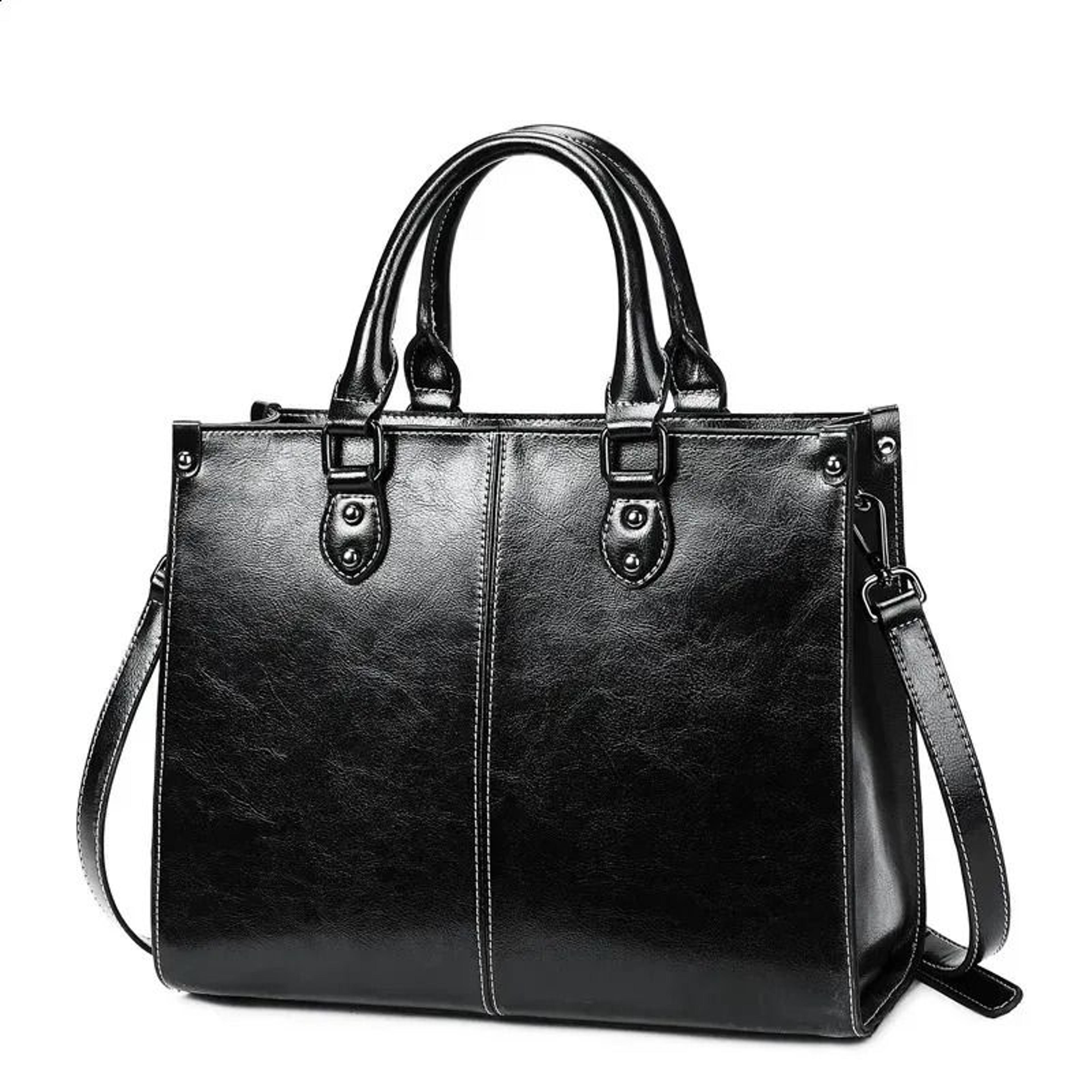 genuine leather crossbody tote bag for women cowhide office handbag