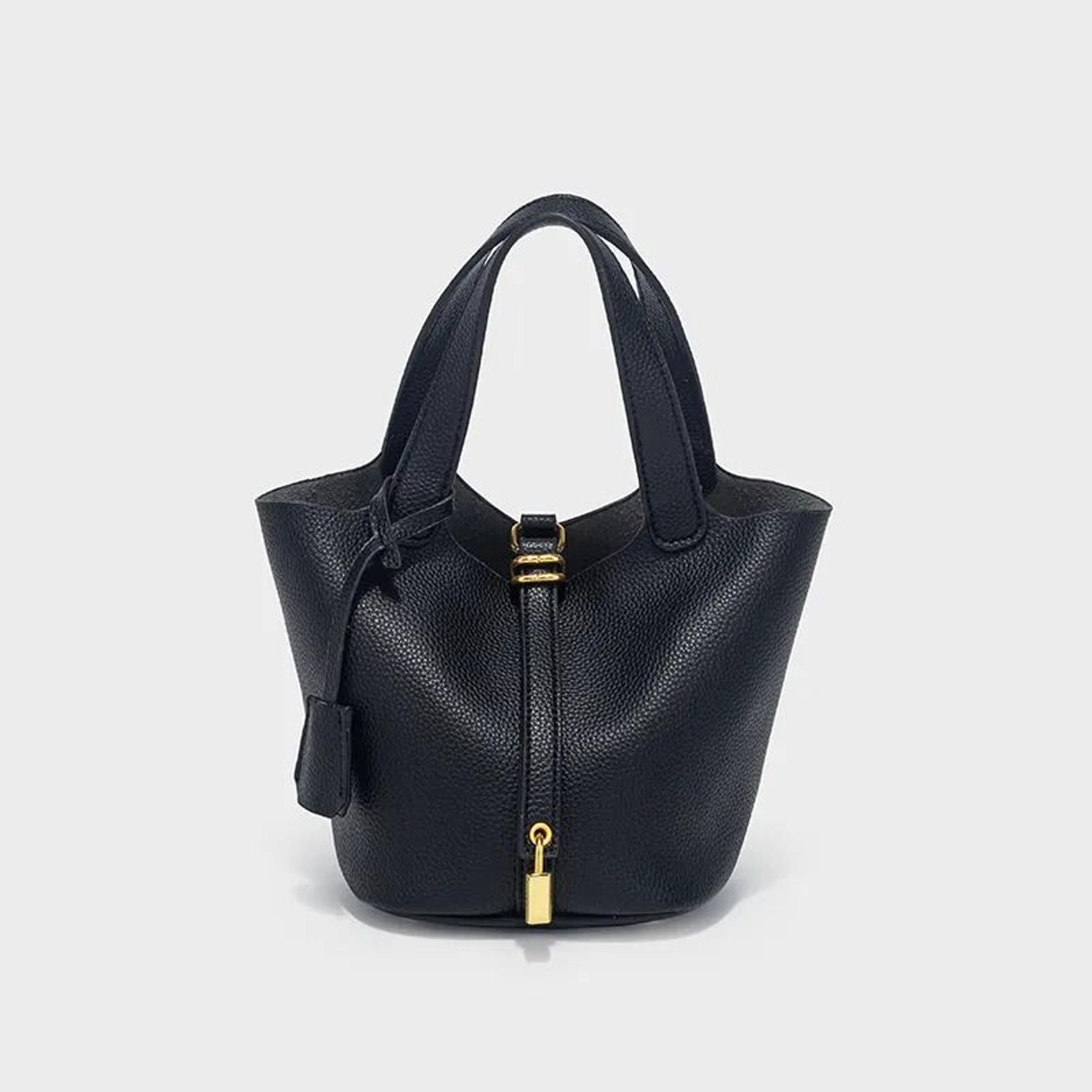 women lychee pattern bucket bag light luxury shoulder handbag