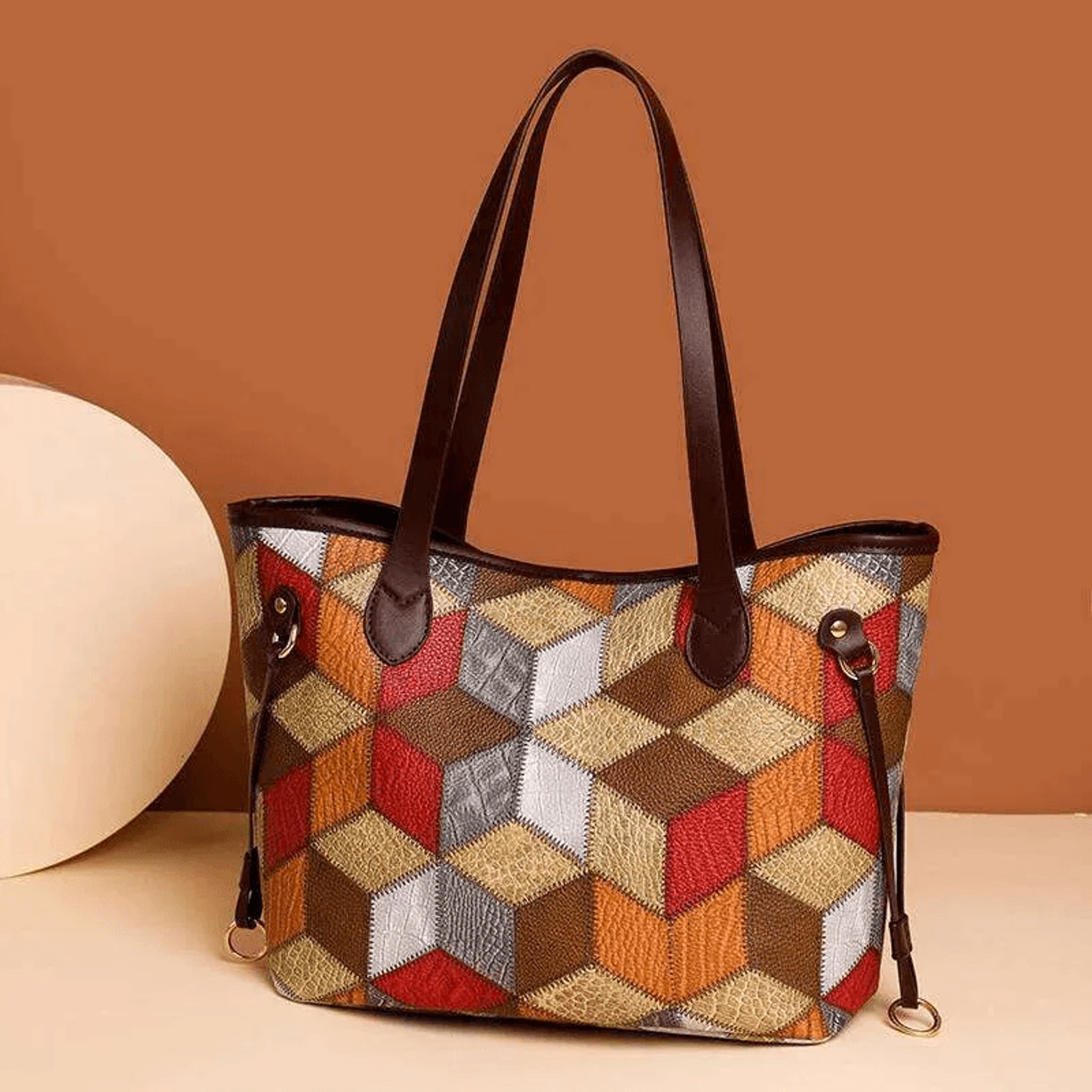 women pu leather tote bag large capacity multi pocket shoulder bag with mini purse