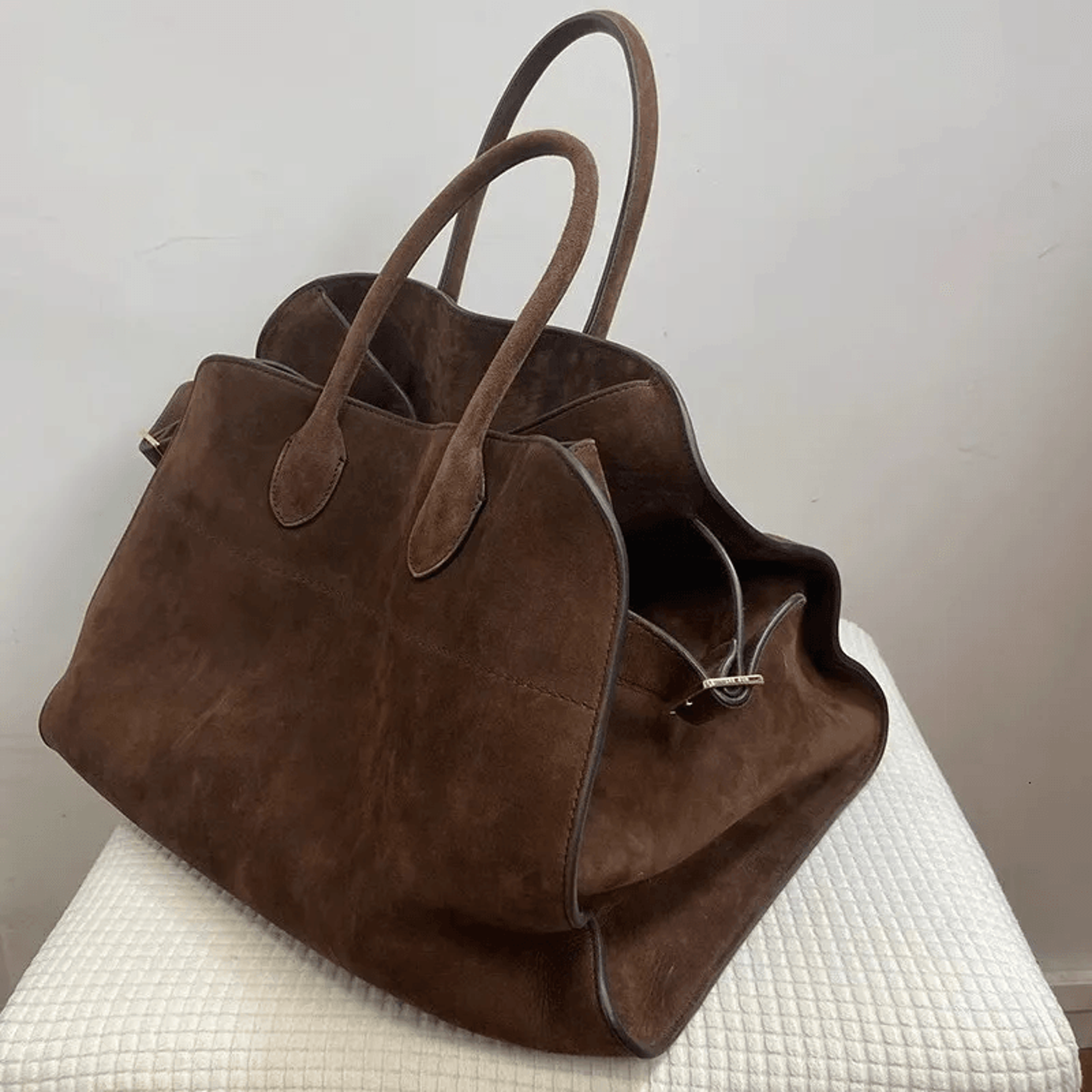 women large capacity suede tote bag retro commuter handbag