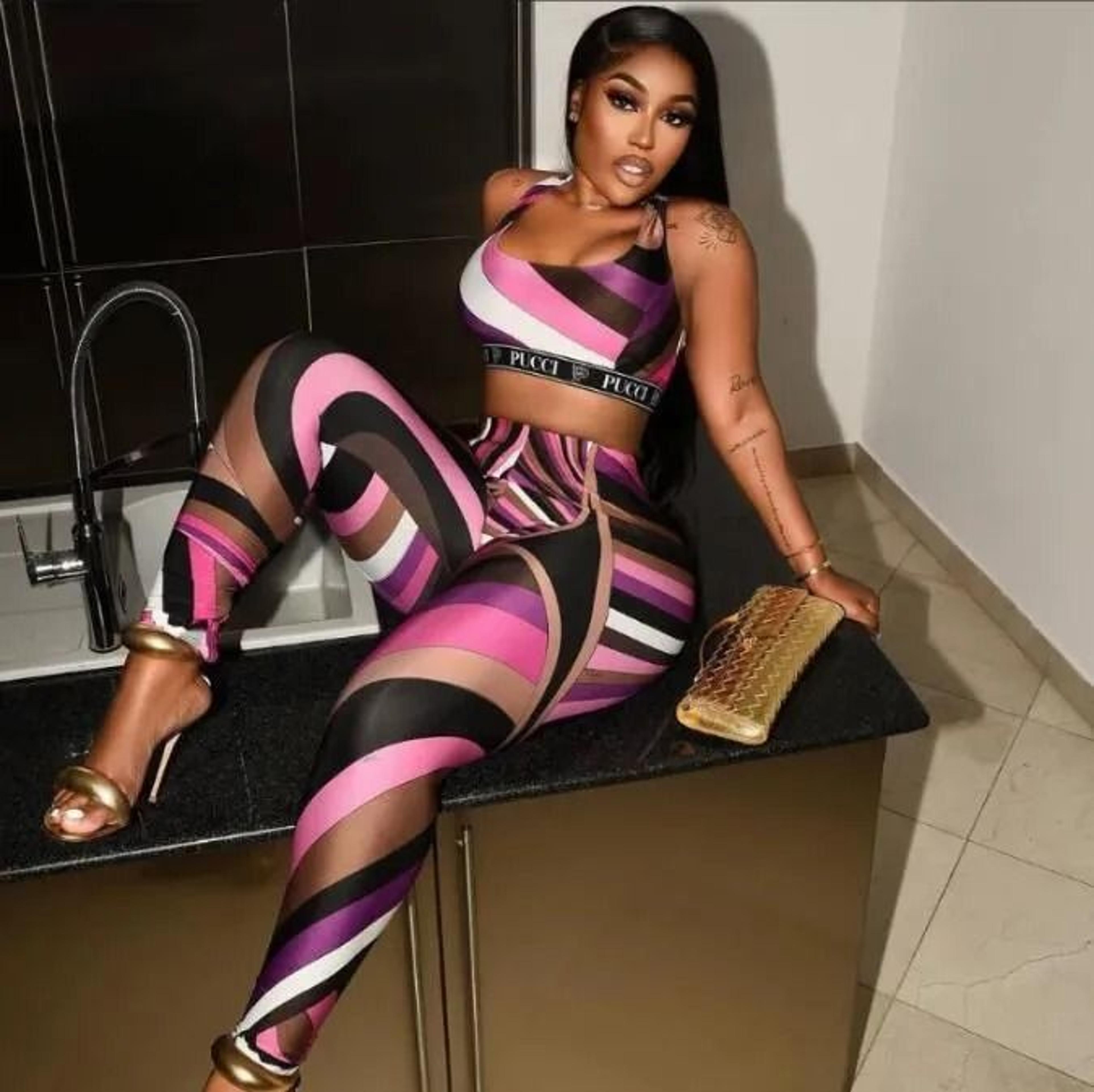 pucci inspired women two piece tracksuit sleeveless tank top high waist pants set
