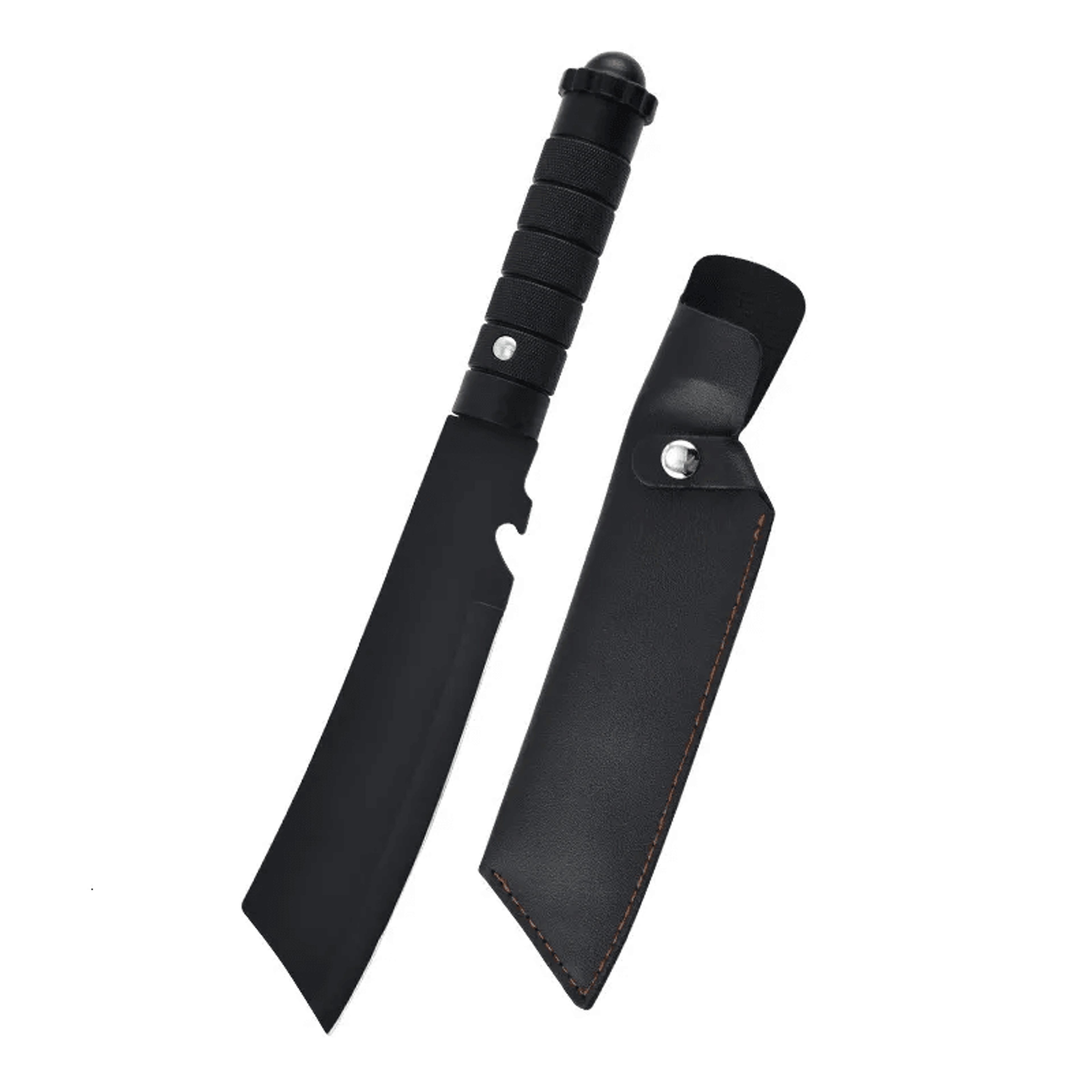 black stainless steel fixed blade outdoor knife