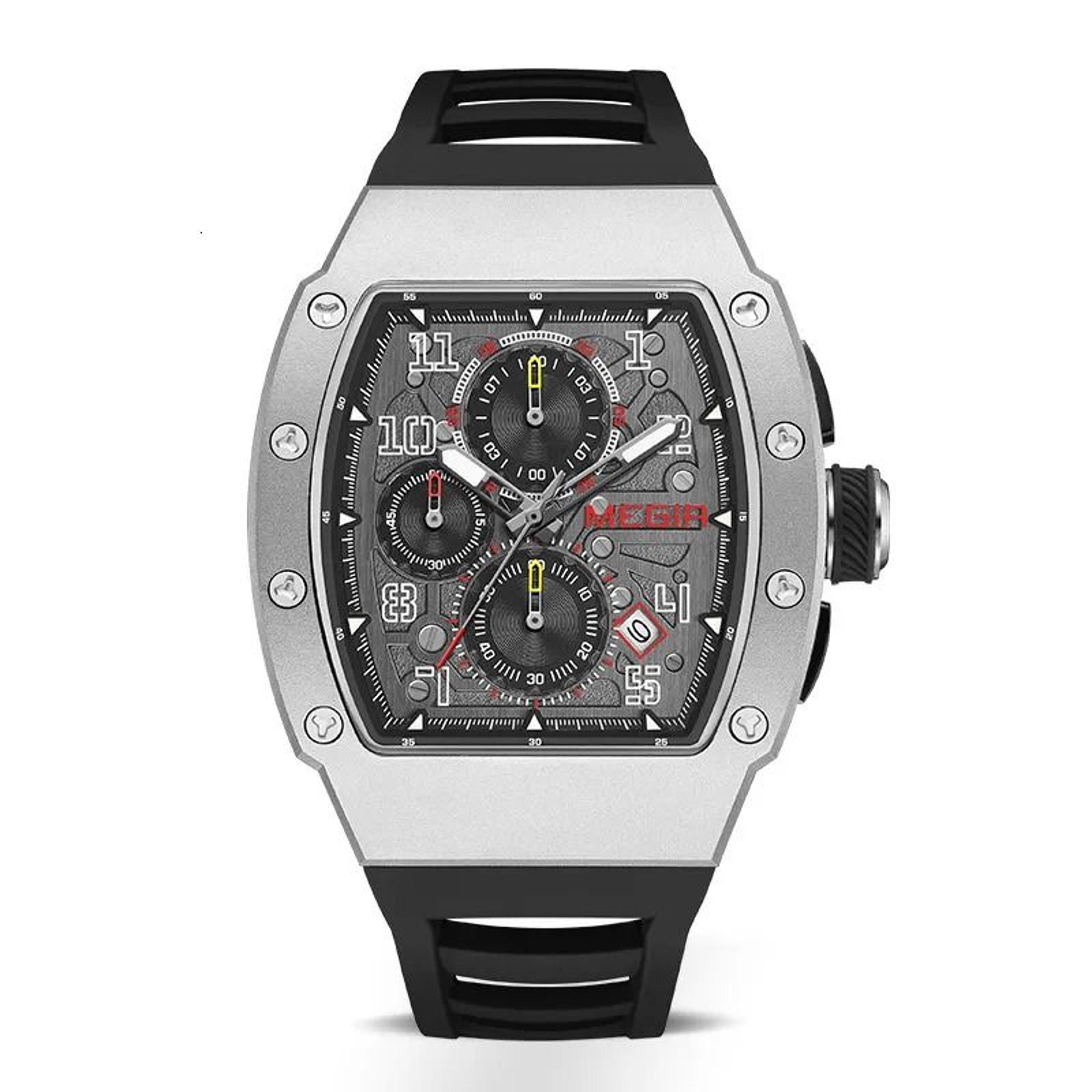 square dial mens sports watch waterproof quartz luminous stainless steel case