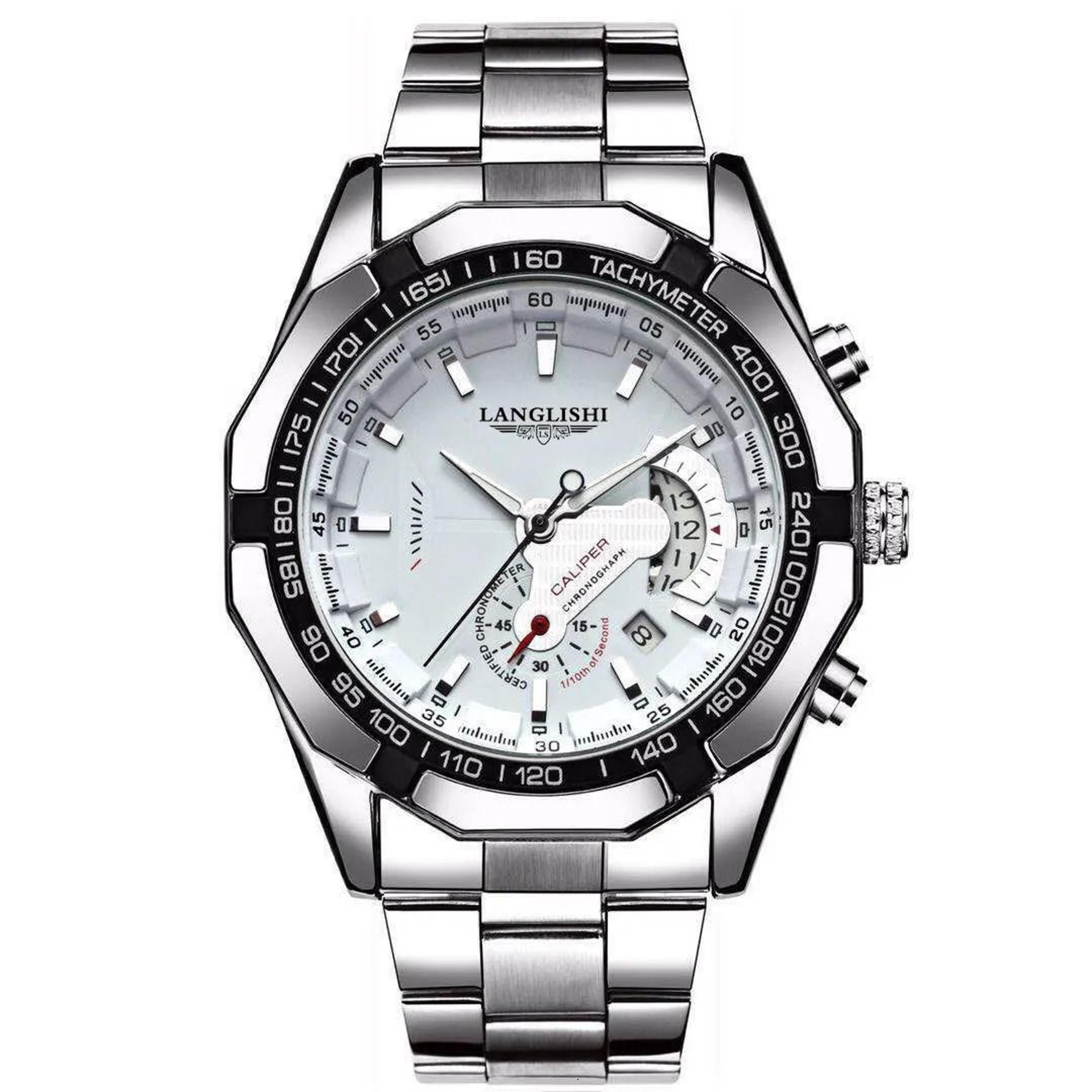 luxury men's chronograph watch waterproof luminous quartz calendar large dial