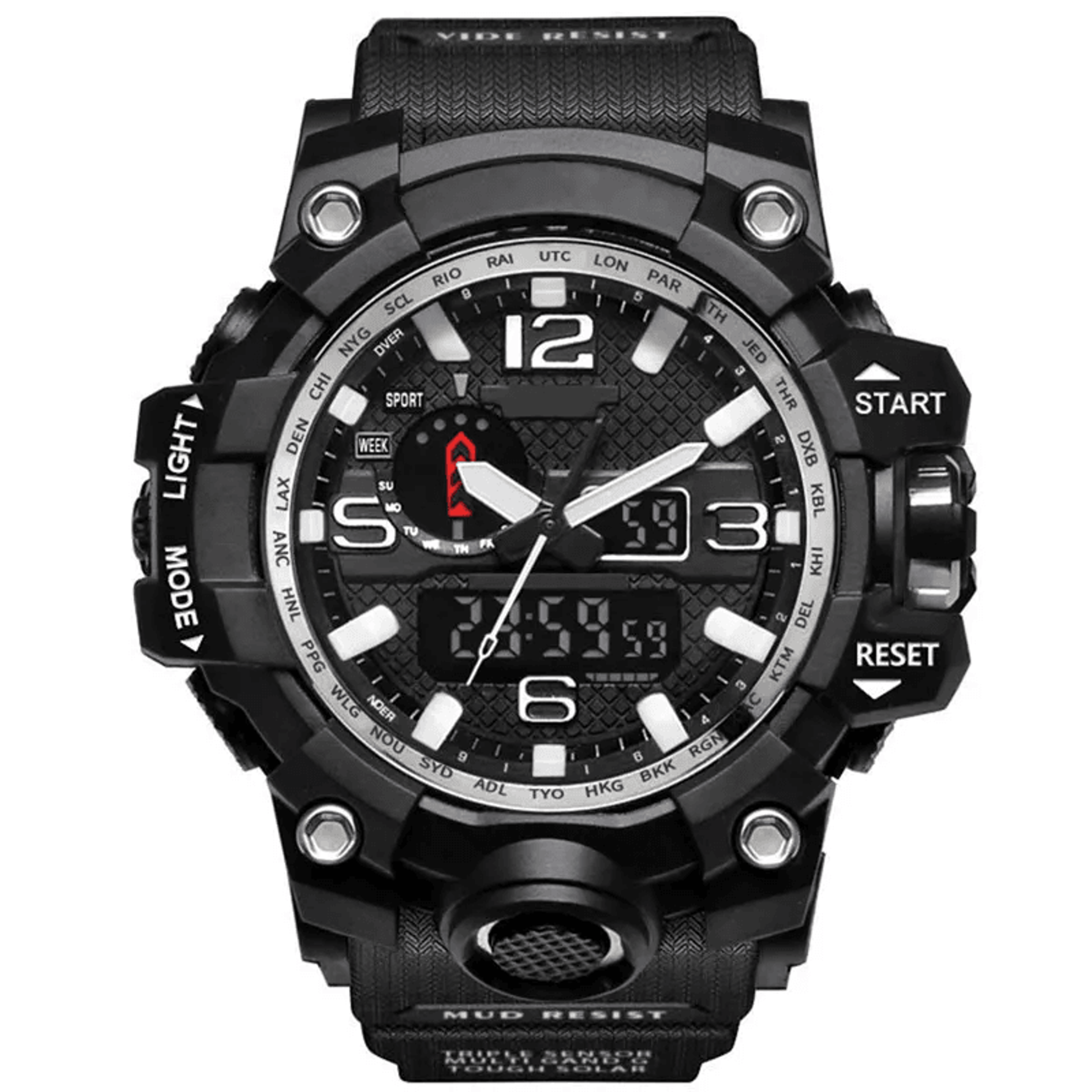 men's digital military sports watch led stopwatch shock resistant rubber strap