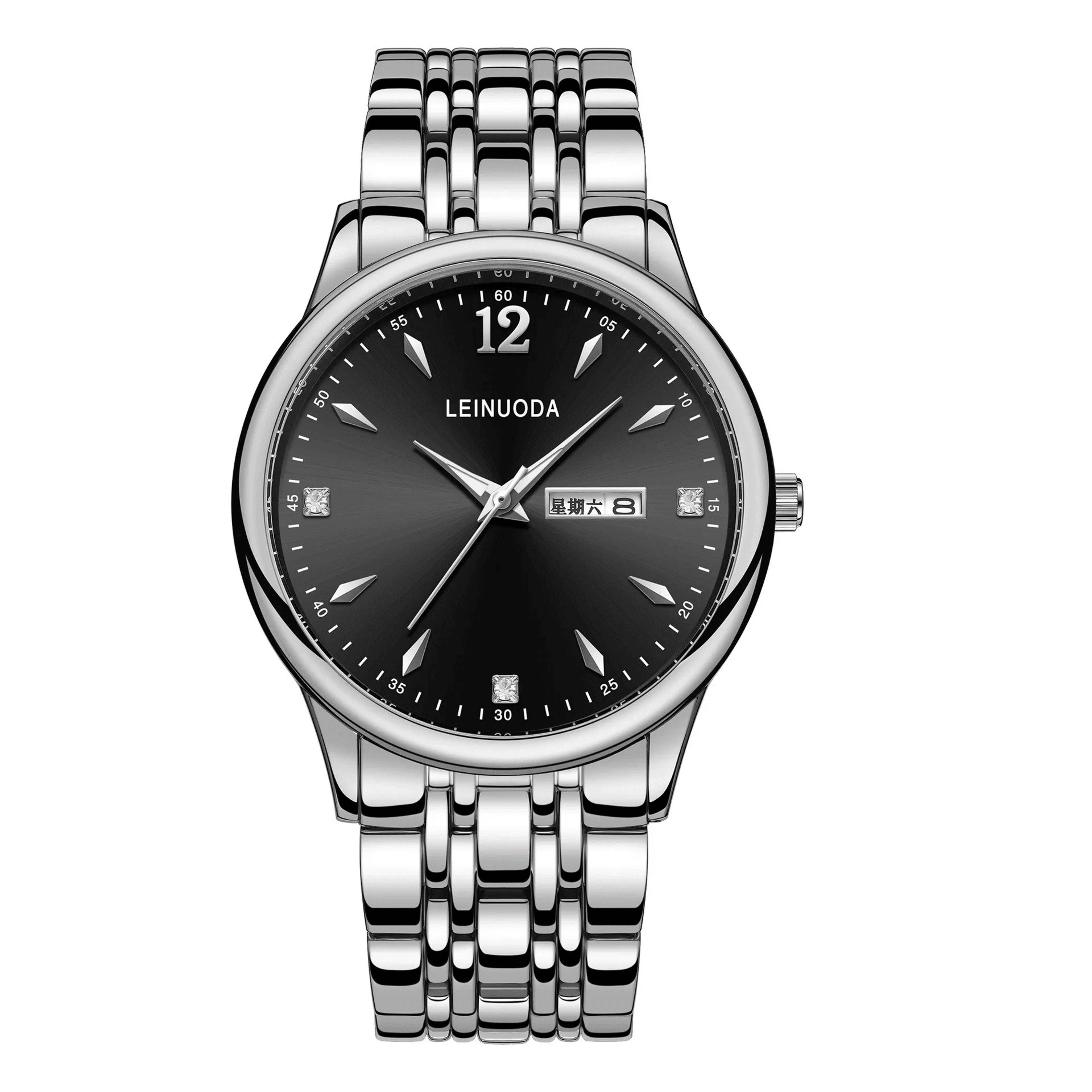 luxury mens quartz watch double calendar luminous business timepiece