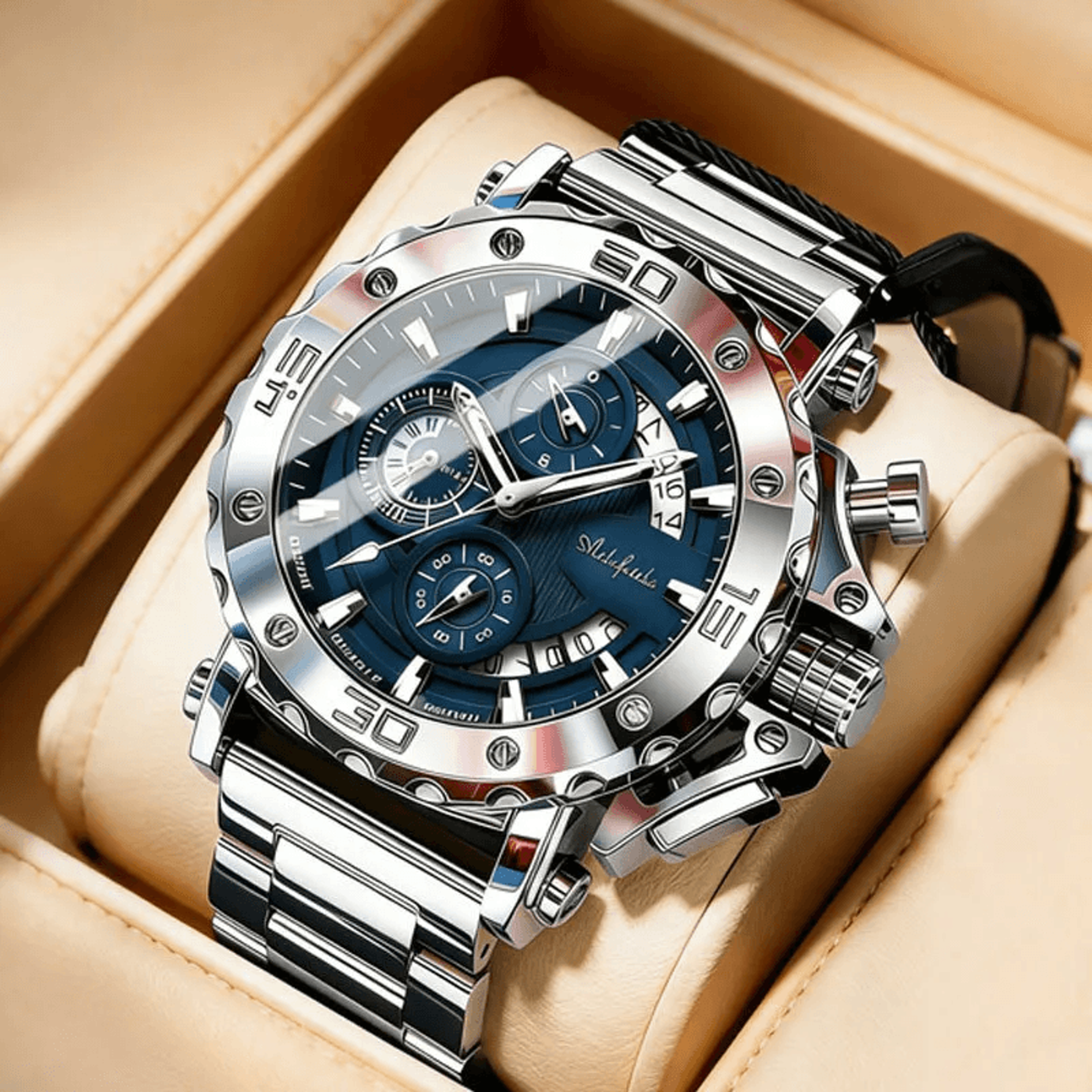 multifunctional luminous waterproof quartz business watch for men