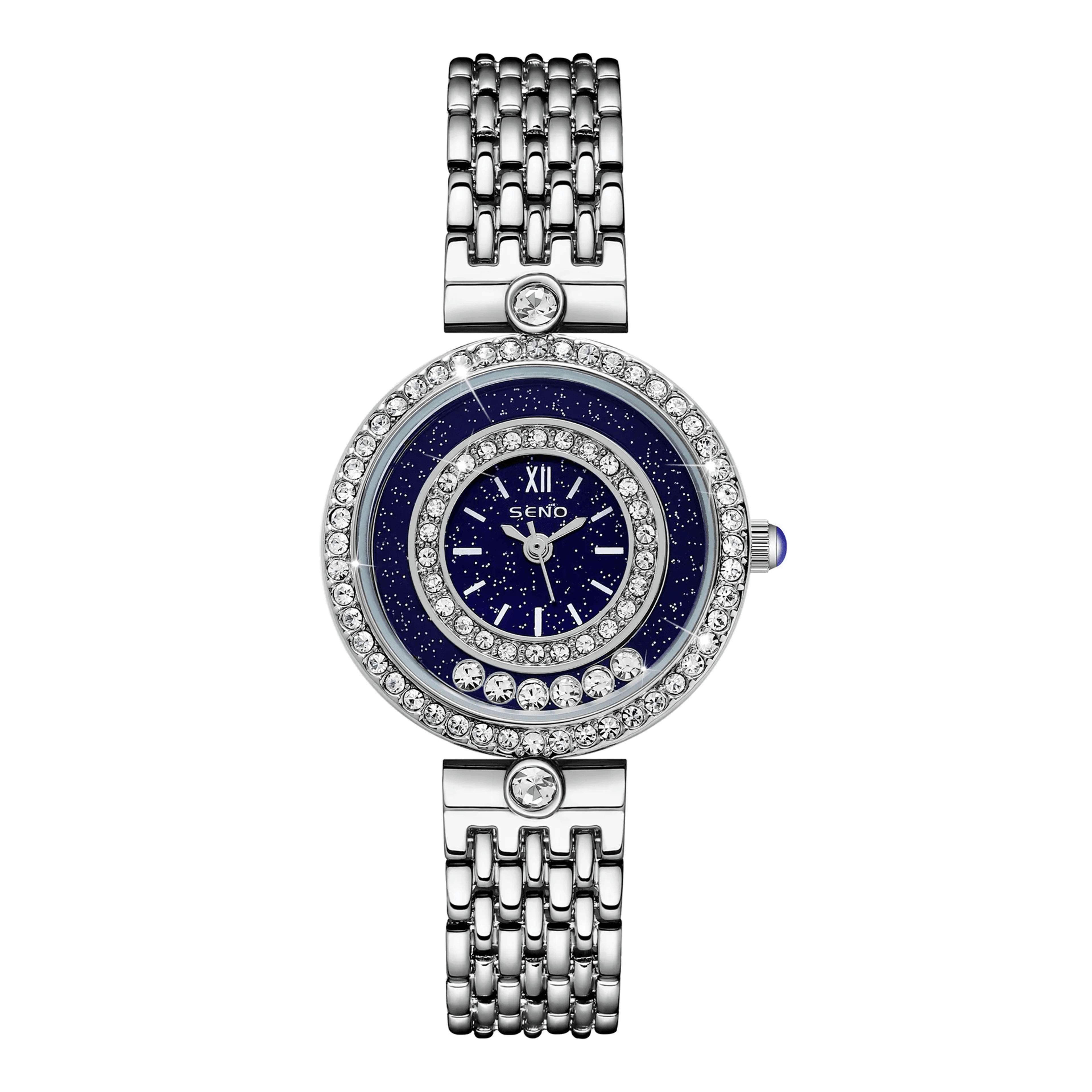 luxury women diamond quartz watch waterproof steel bracelet full star design