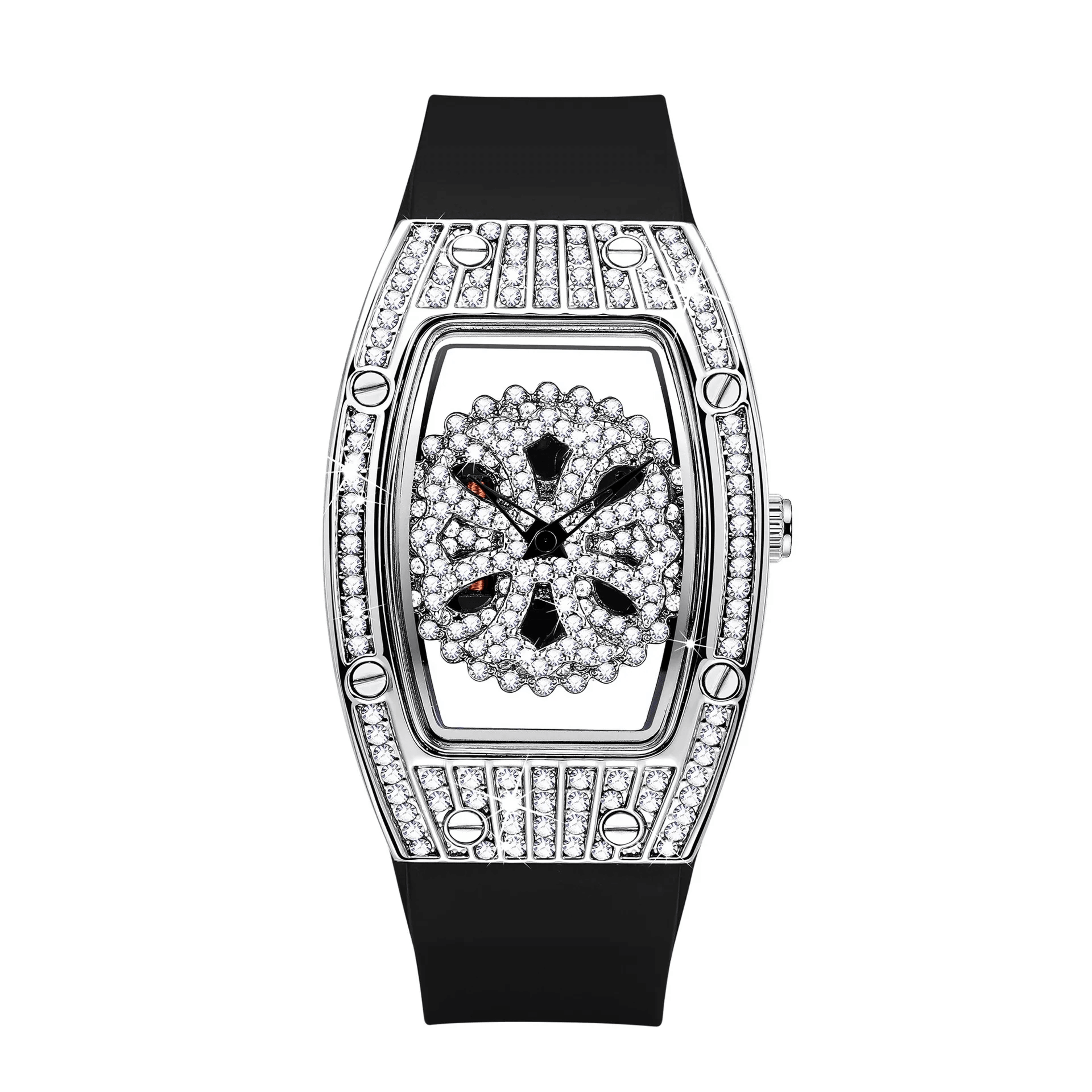 creative hollow women quartz watch with silicone strap