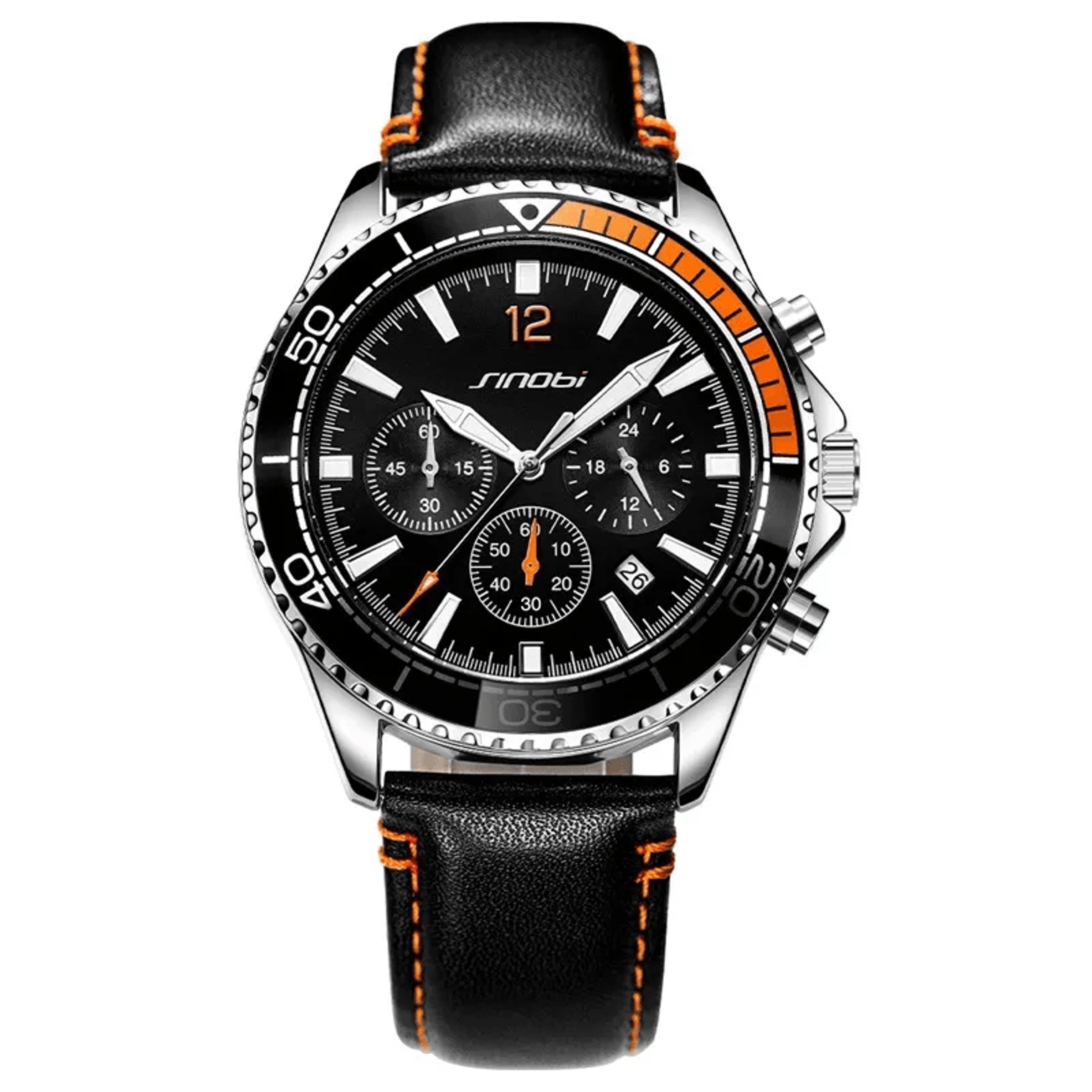 mens leather quartz watch waterproof luxury business wristwatch