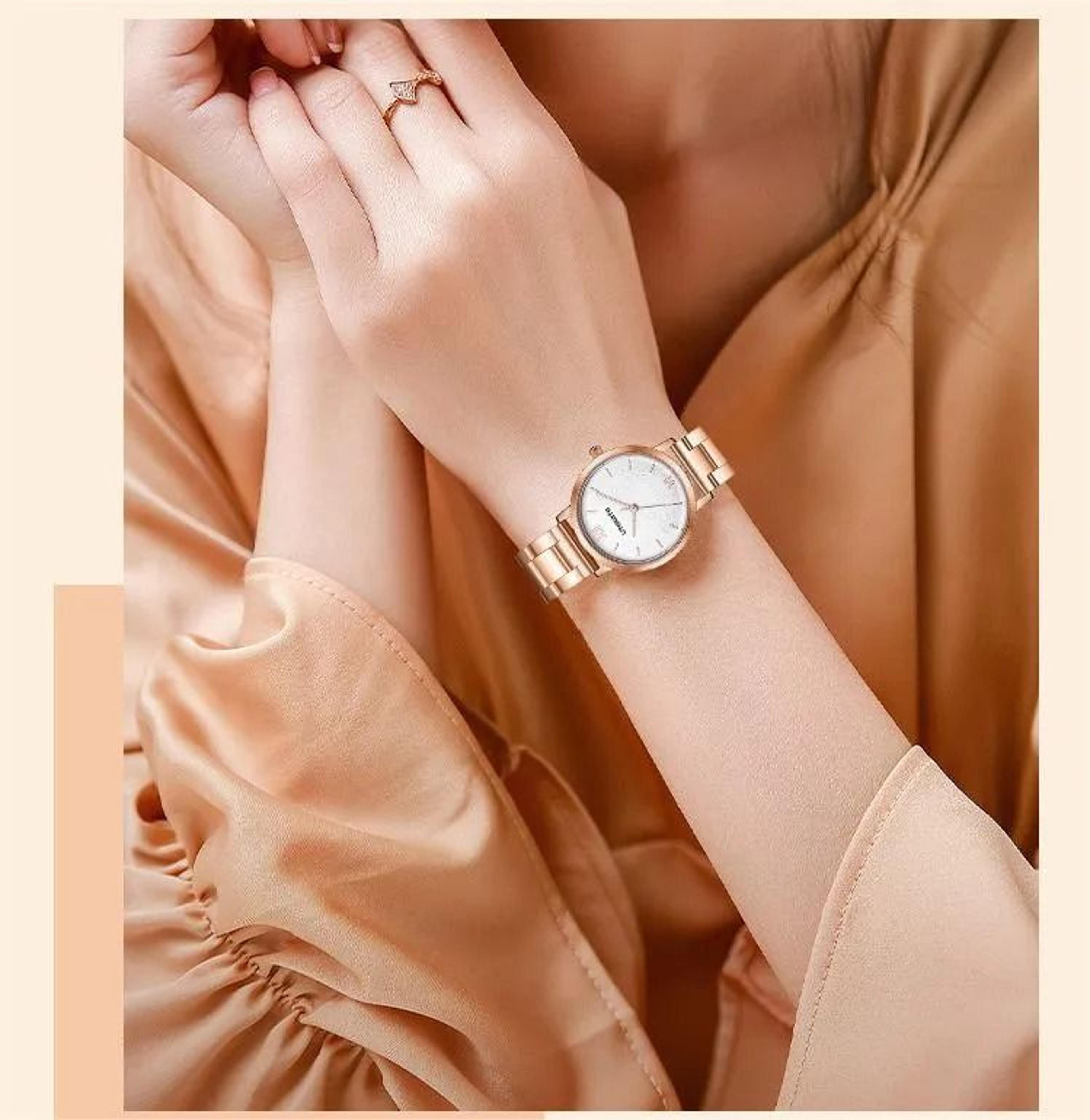 elegant womens quartz watch waterproof steel strap minimalist ladies watch