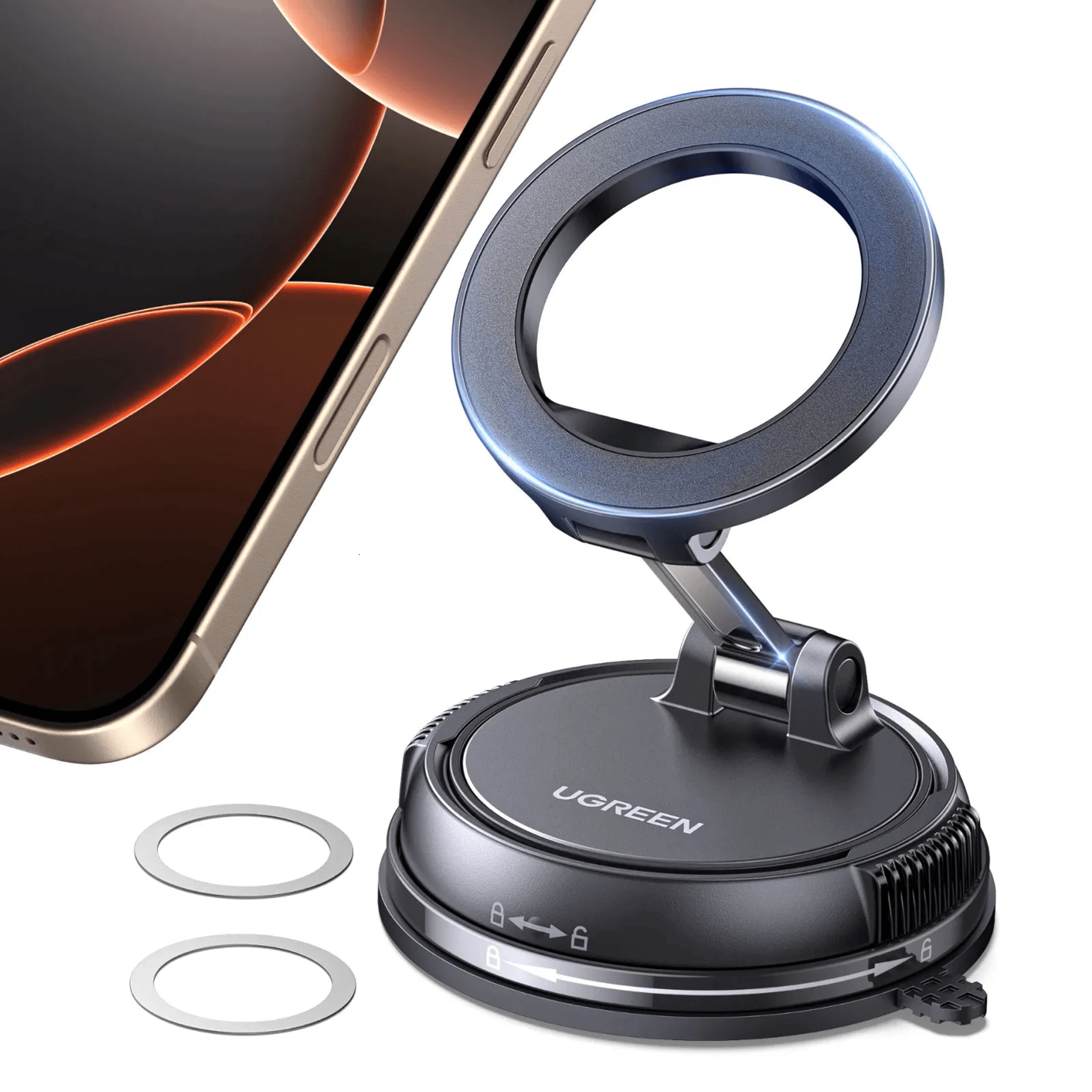 magnetic car phone holder magsafe dashboard suction cup mount