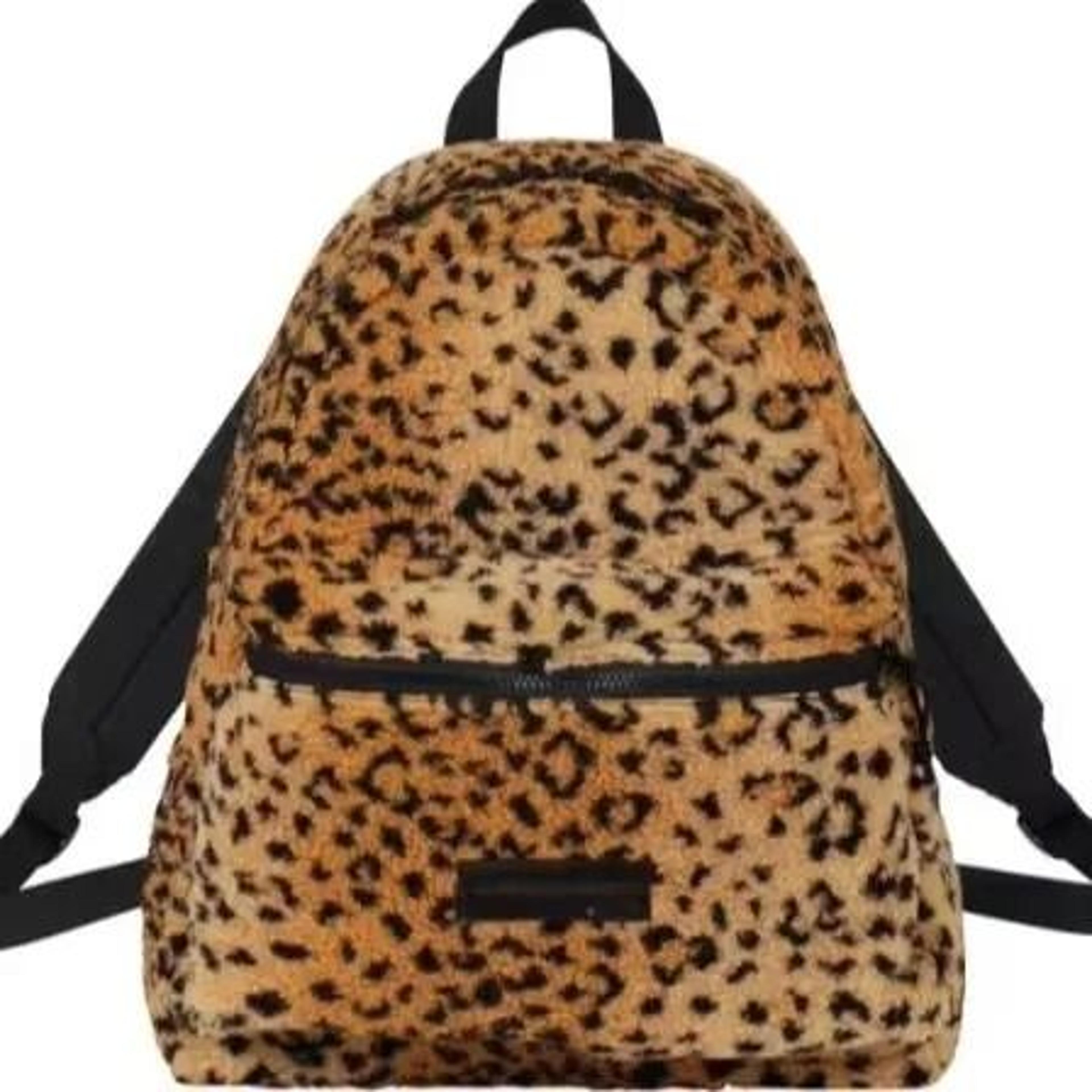 leopard fleece backpack multi pocket unisex streetwear school bag
