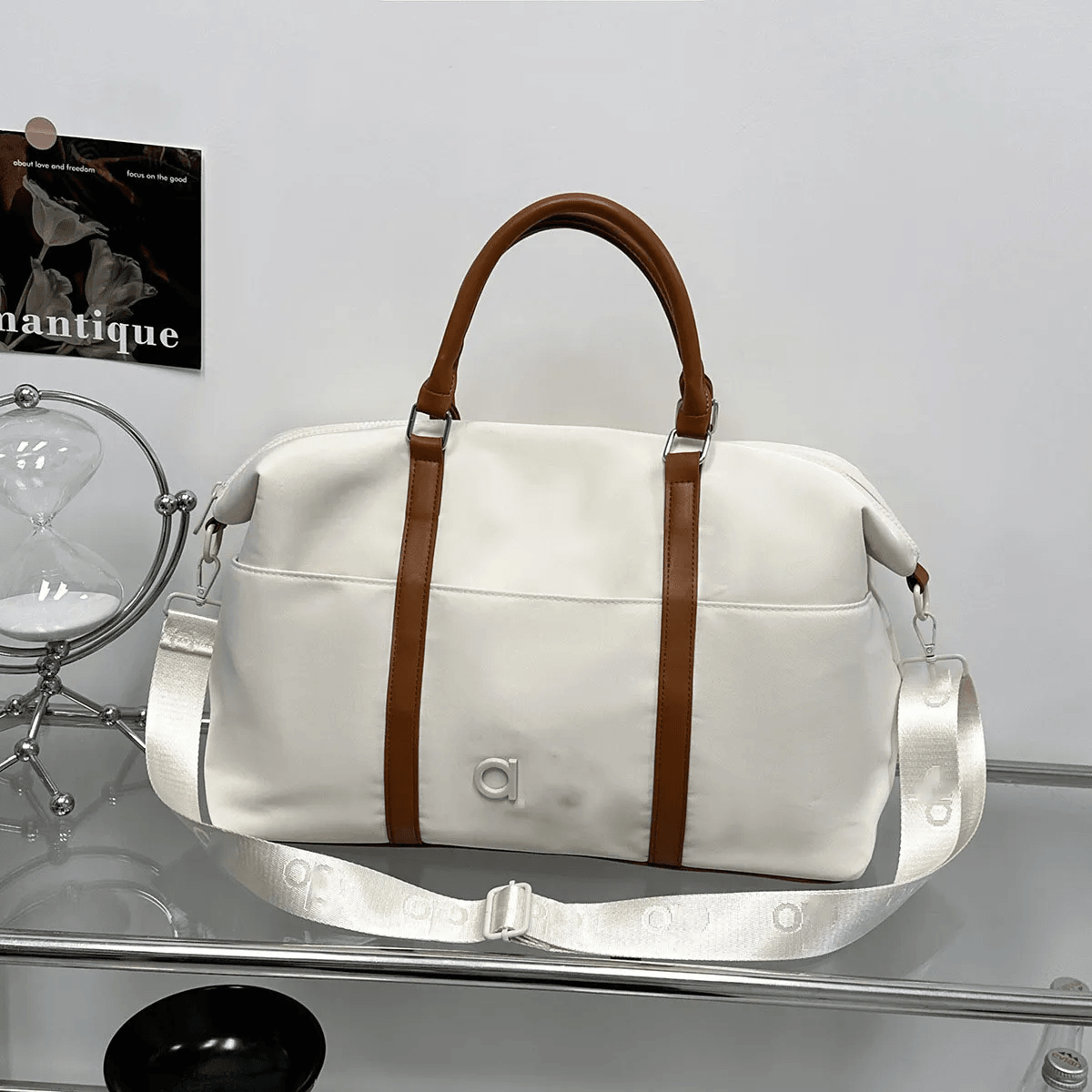 structured nylon travel duffel bag weekender shoulder bag with detachable strap