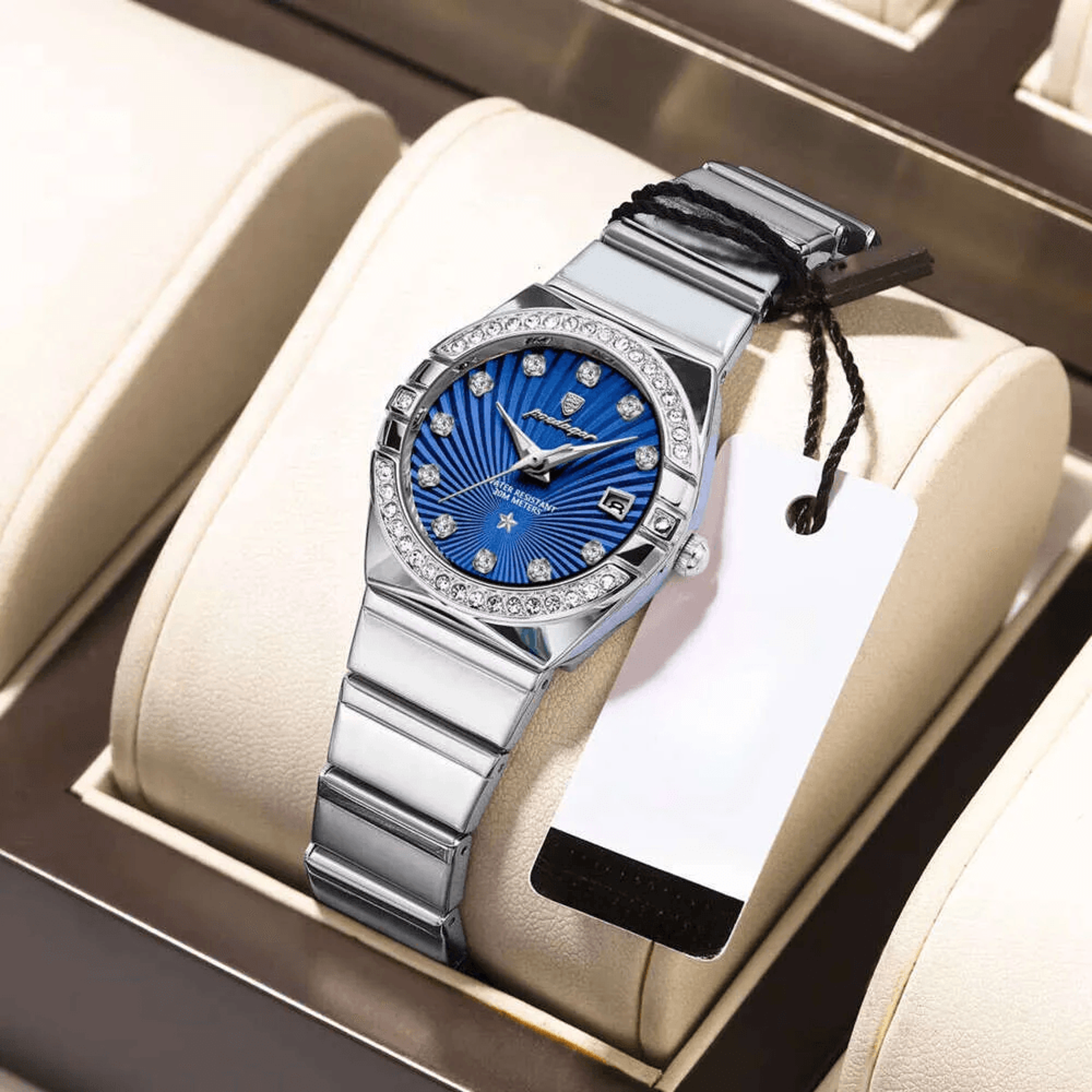 elegant women quartz watch ultra thin 50m water resistant stainless steel date dial