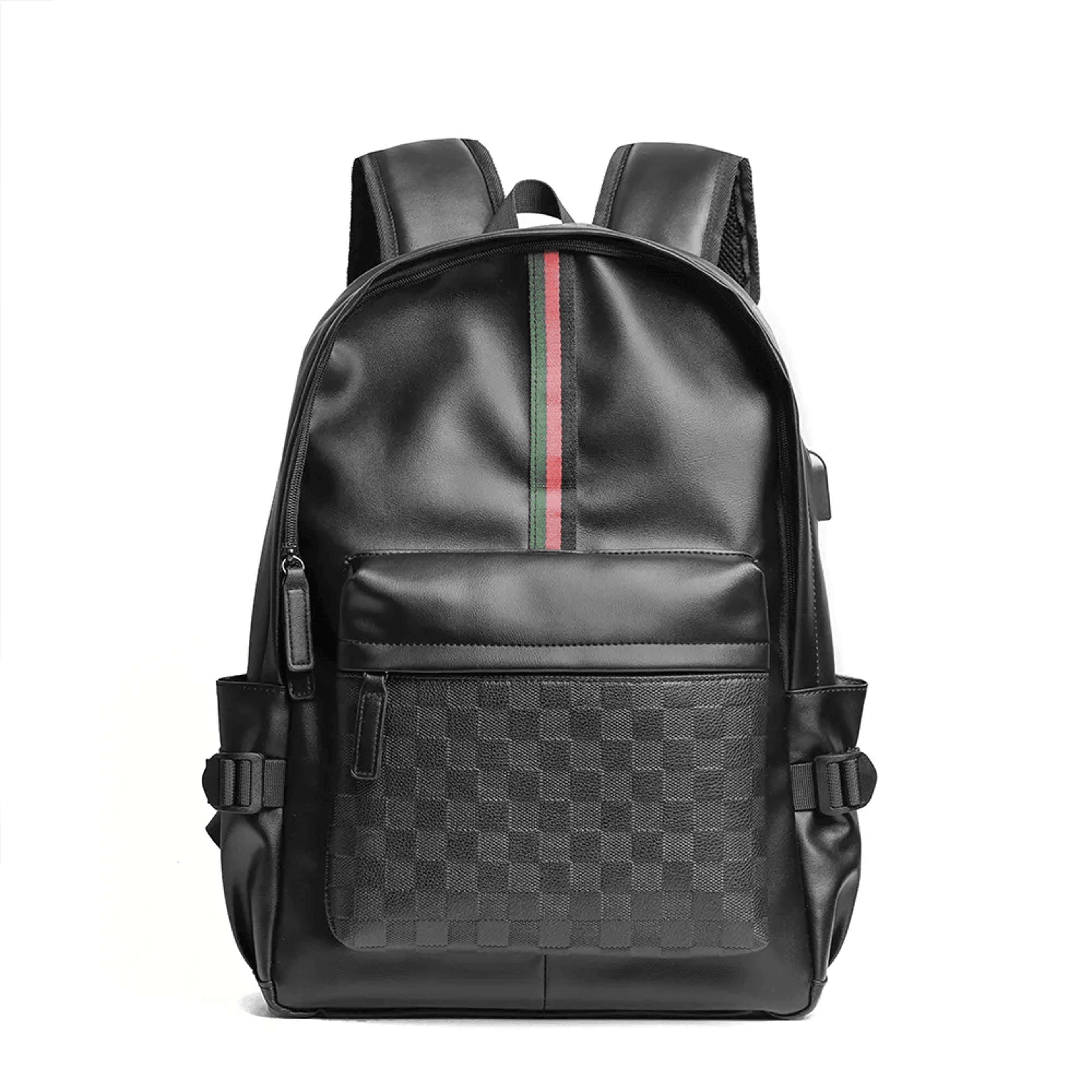 black leather laptop backpack for men business travel school bag